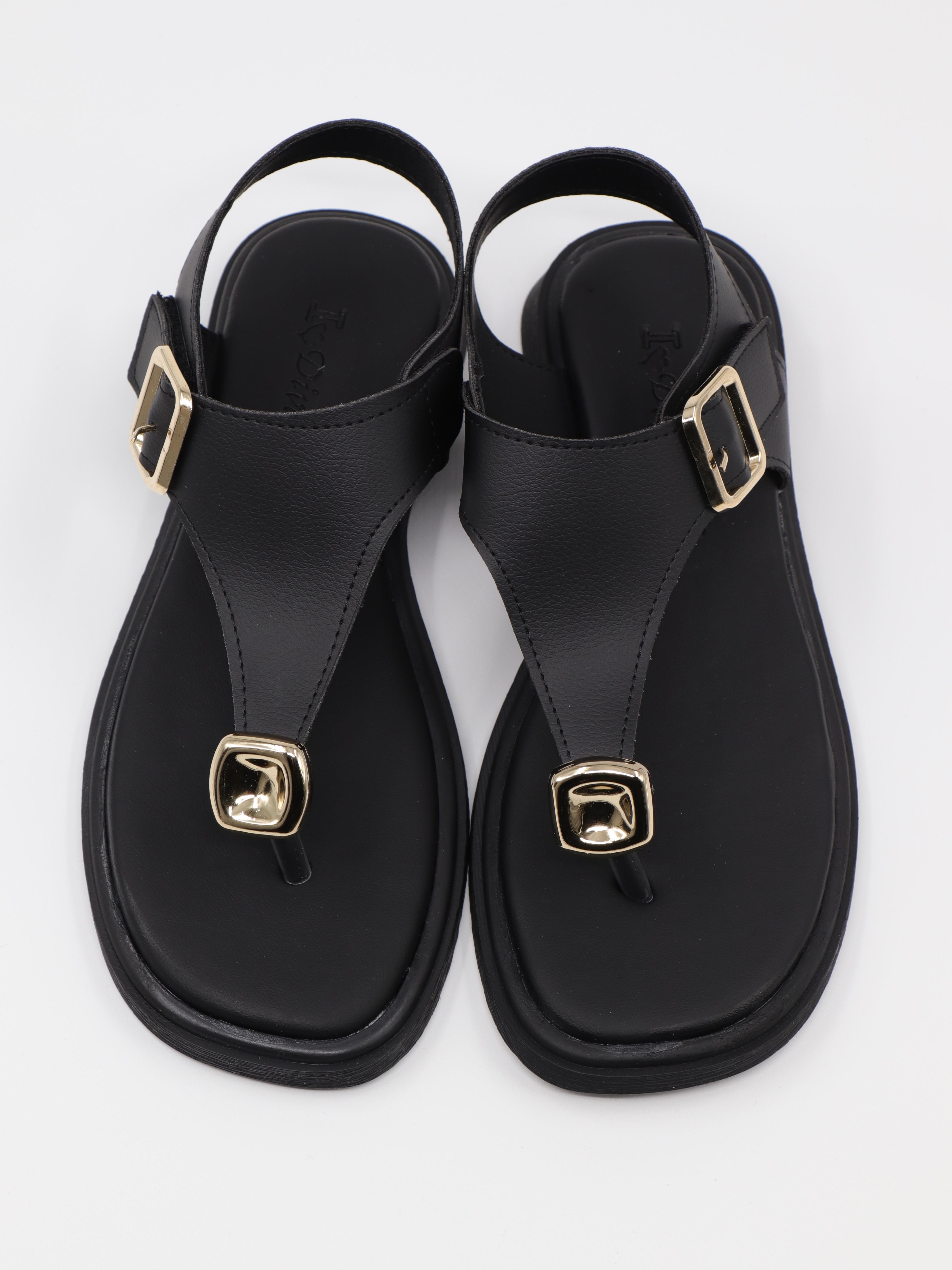 Nesil Shoes Dvm 219 Siyah Tokası Cırtlı Parmak Arası Sandalet