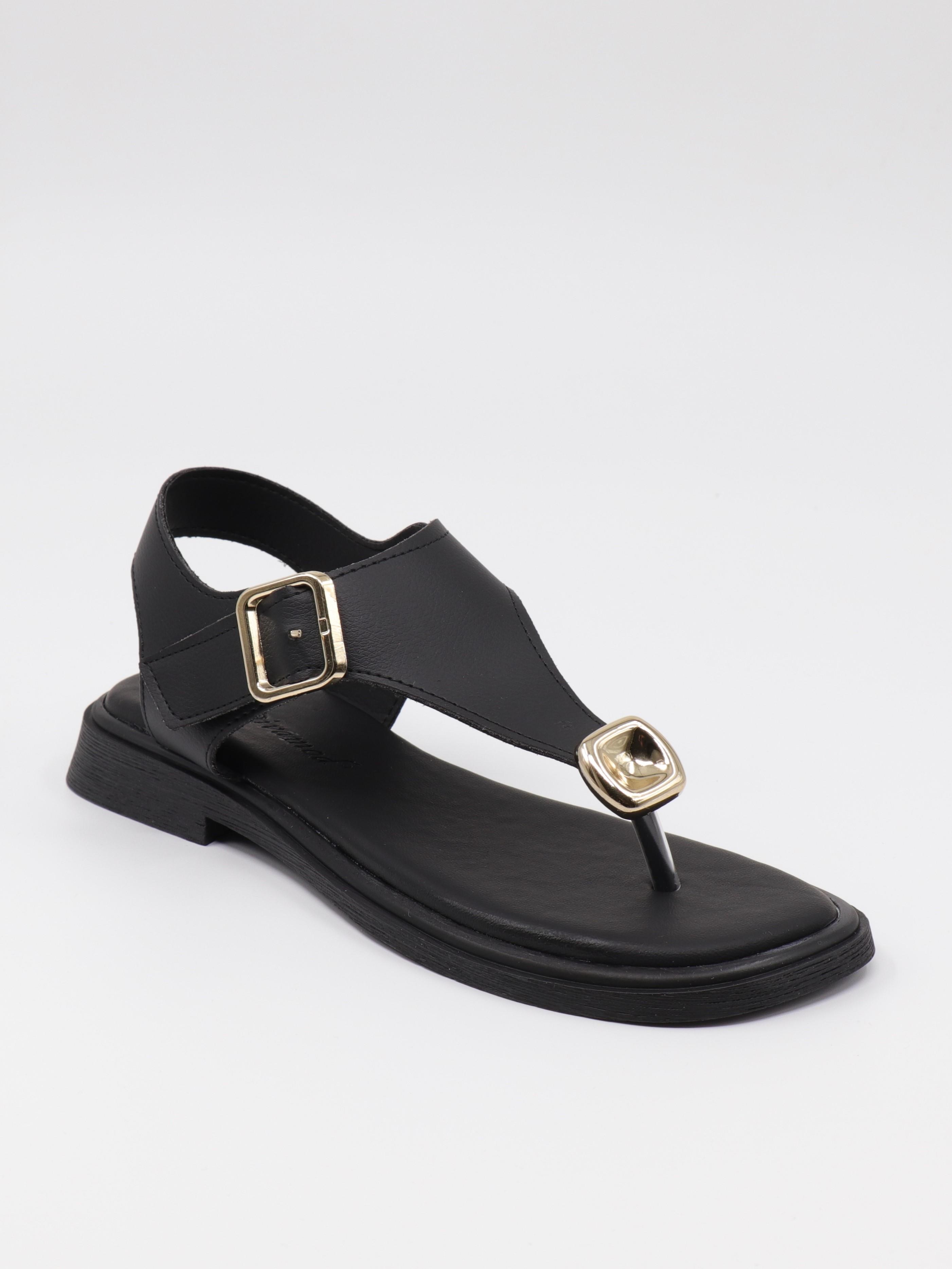 Nesil Shoes Dvm 219 Siyah Tokası Cırtlı Parmak Arası Sandalet