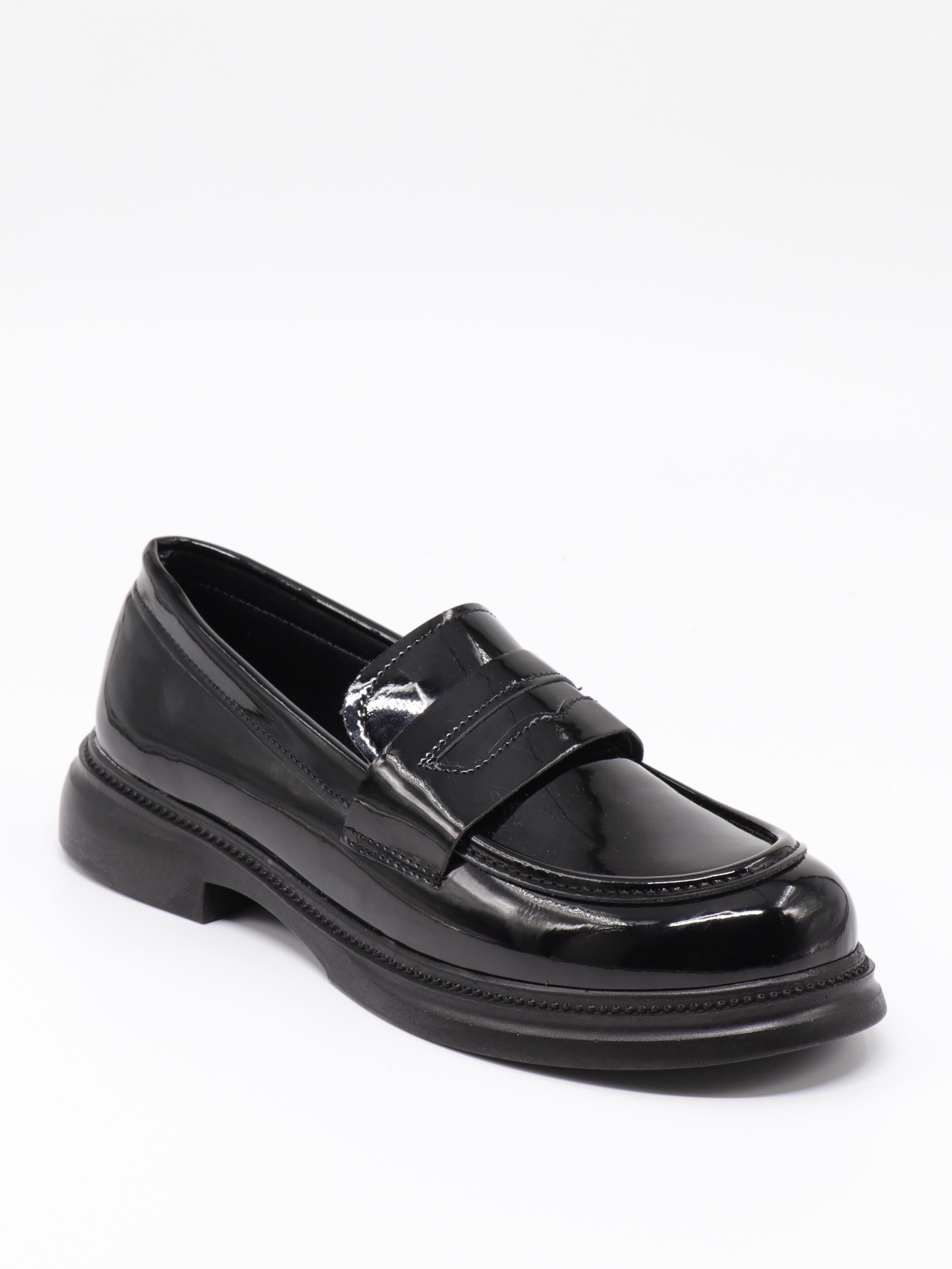 Nesil Shoes Dvm 2530 Siyah Rugan Maskulen Kadın Loafer