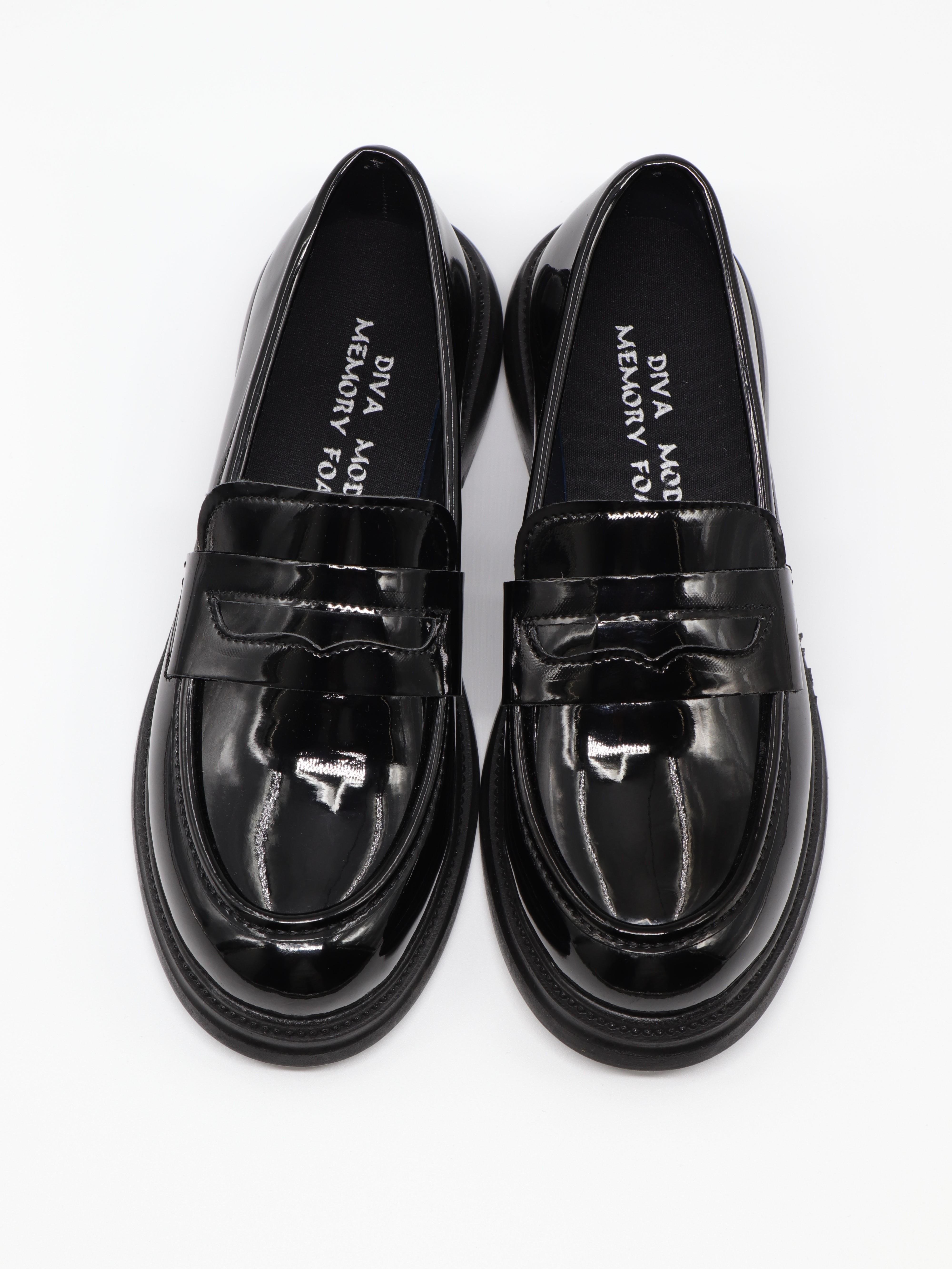 Nesil Shoes Dvm 2530 Siyah Rugan Maskulen Kadın Loafer