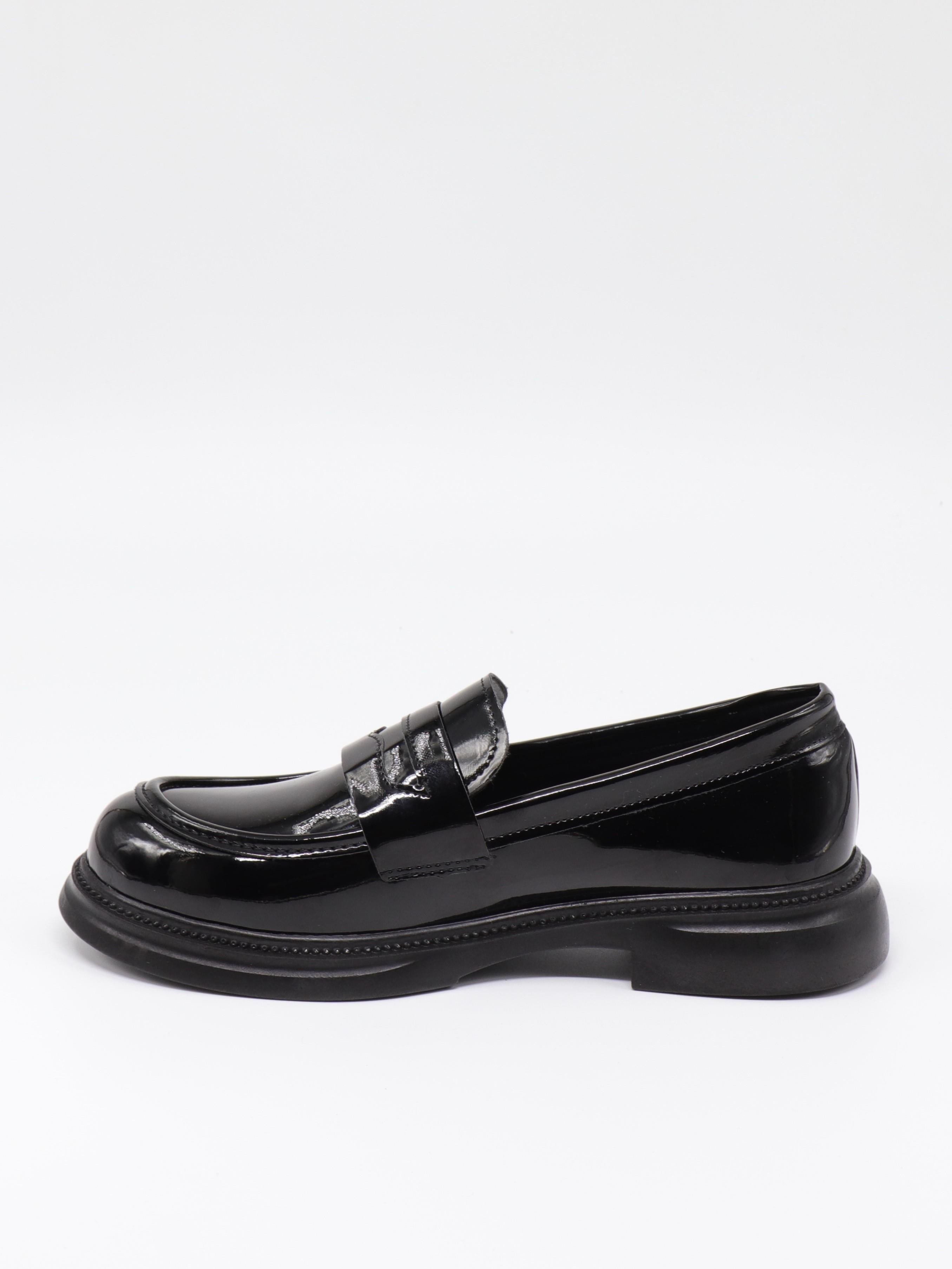 Nesil Shoes Dvm 2530 Siyah Rugan Maskulen Kadın Loafer