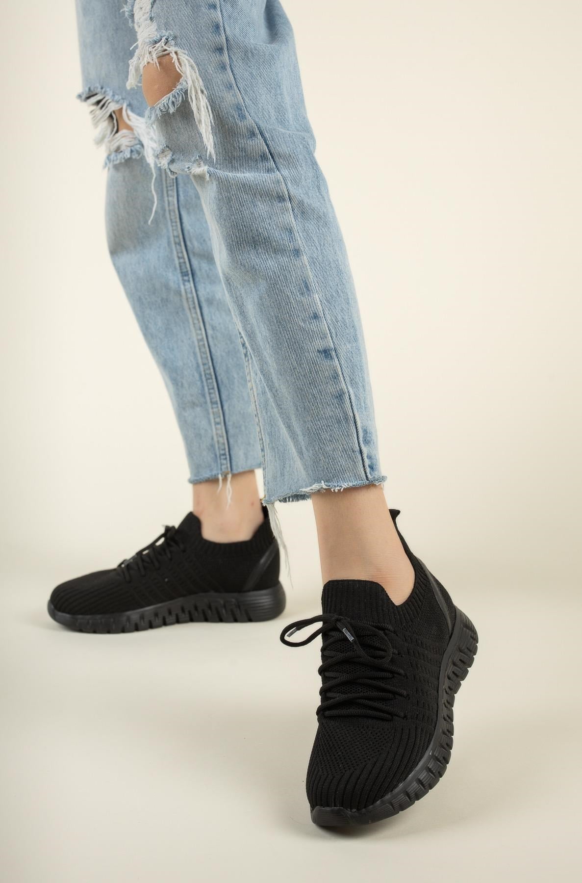 Nesil Shoes Dvm 500 Siyah Triko Kadın Sneakers
