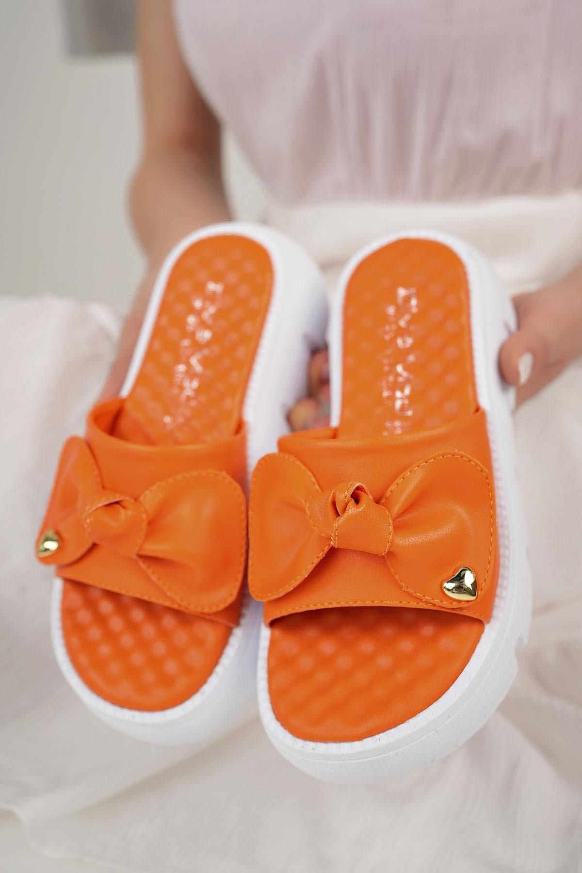 Nesil Shoes Dvm 6600 Turuncu Masaj Tabanlı Kadın Terlik