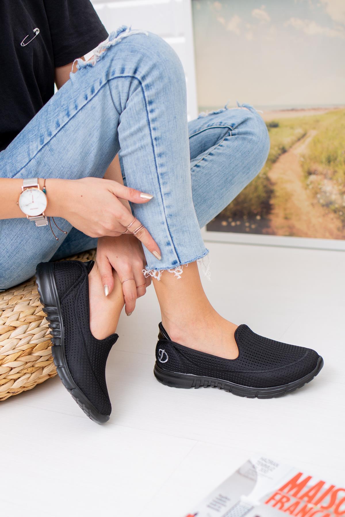 Nesil Shoes Dvm 801 Siyah Faylon Taban Kadın Yürüyüş Ayakkabısı