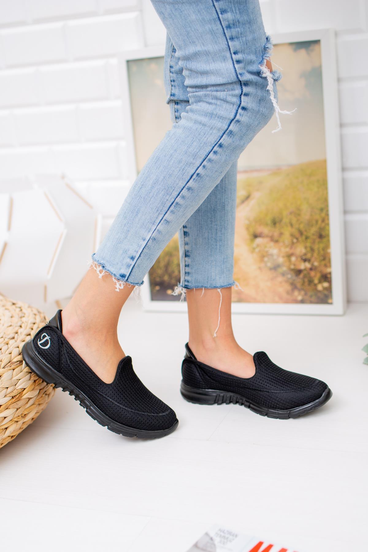 Nesil Shoes Dvm 801 Siyah Faylon Taban Kadın Yürüyüş Ayakkabısı