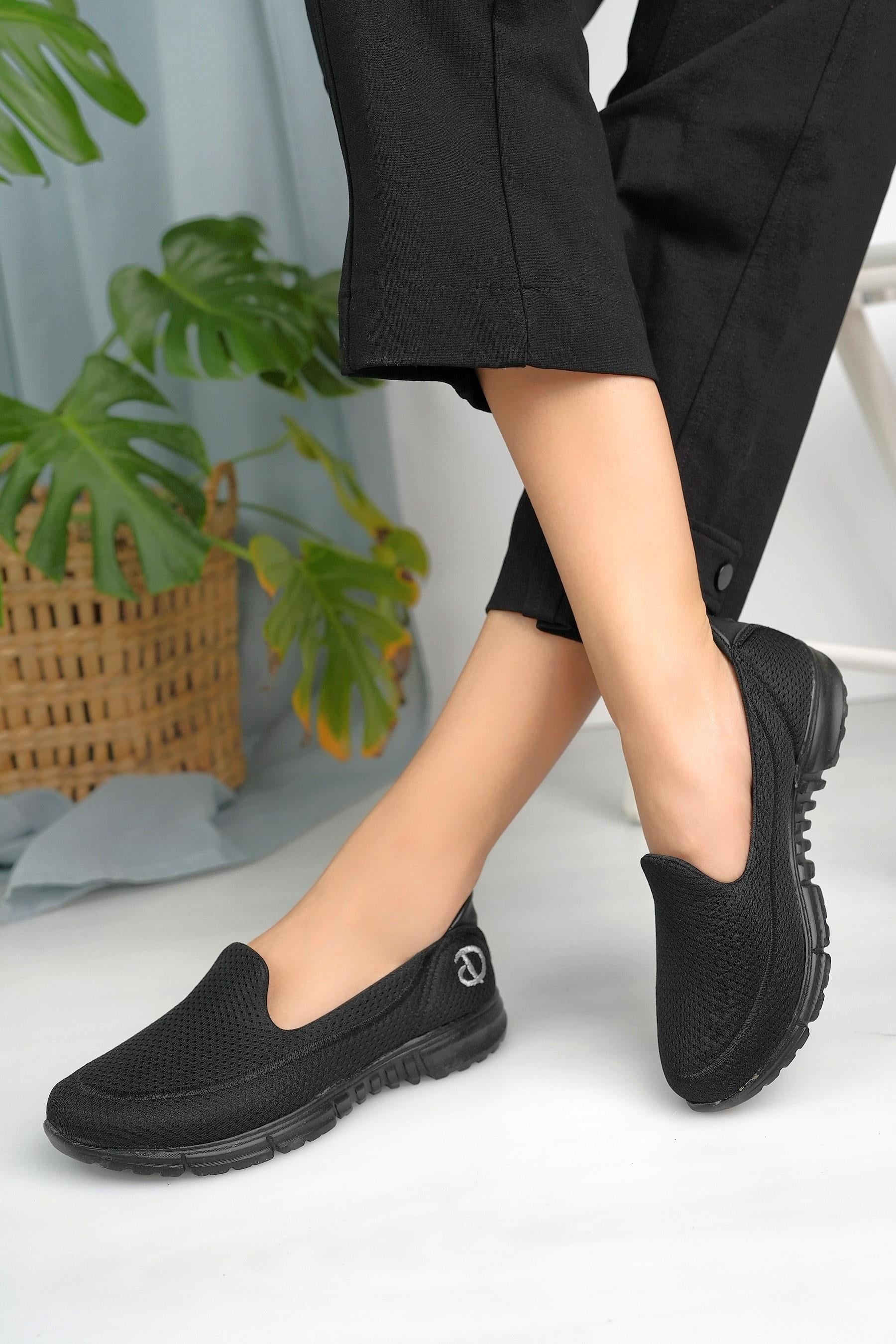 Nesil Shoes Dvm 801 Siyah Faylon Taban Kadın Yürüyüş Ayakkabısı