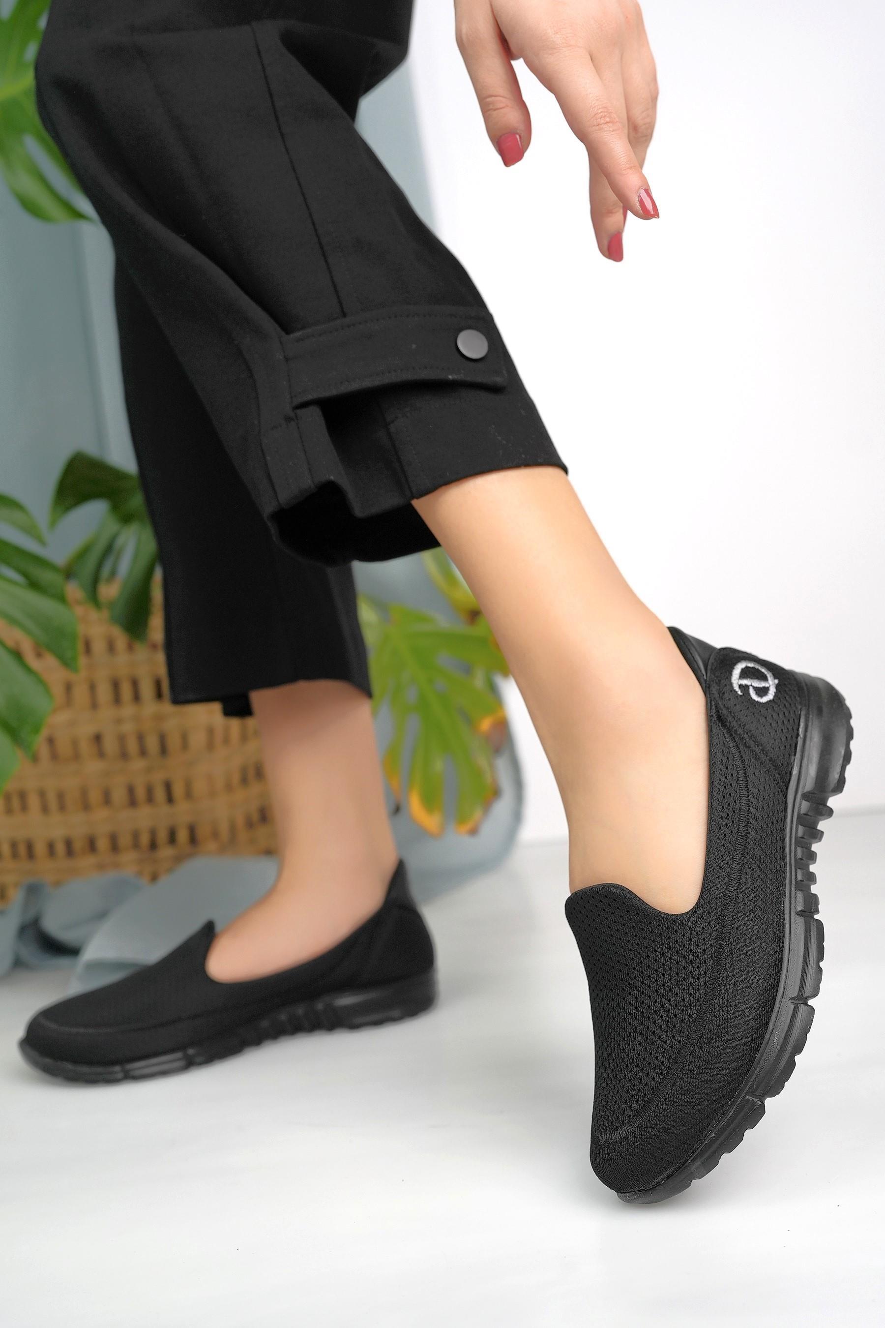 Nesil Shoes Dvm 801 Siyah Faylon Taban Kadın Yürüyüş Ayakkabısı