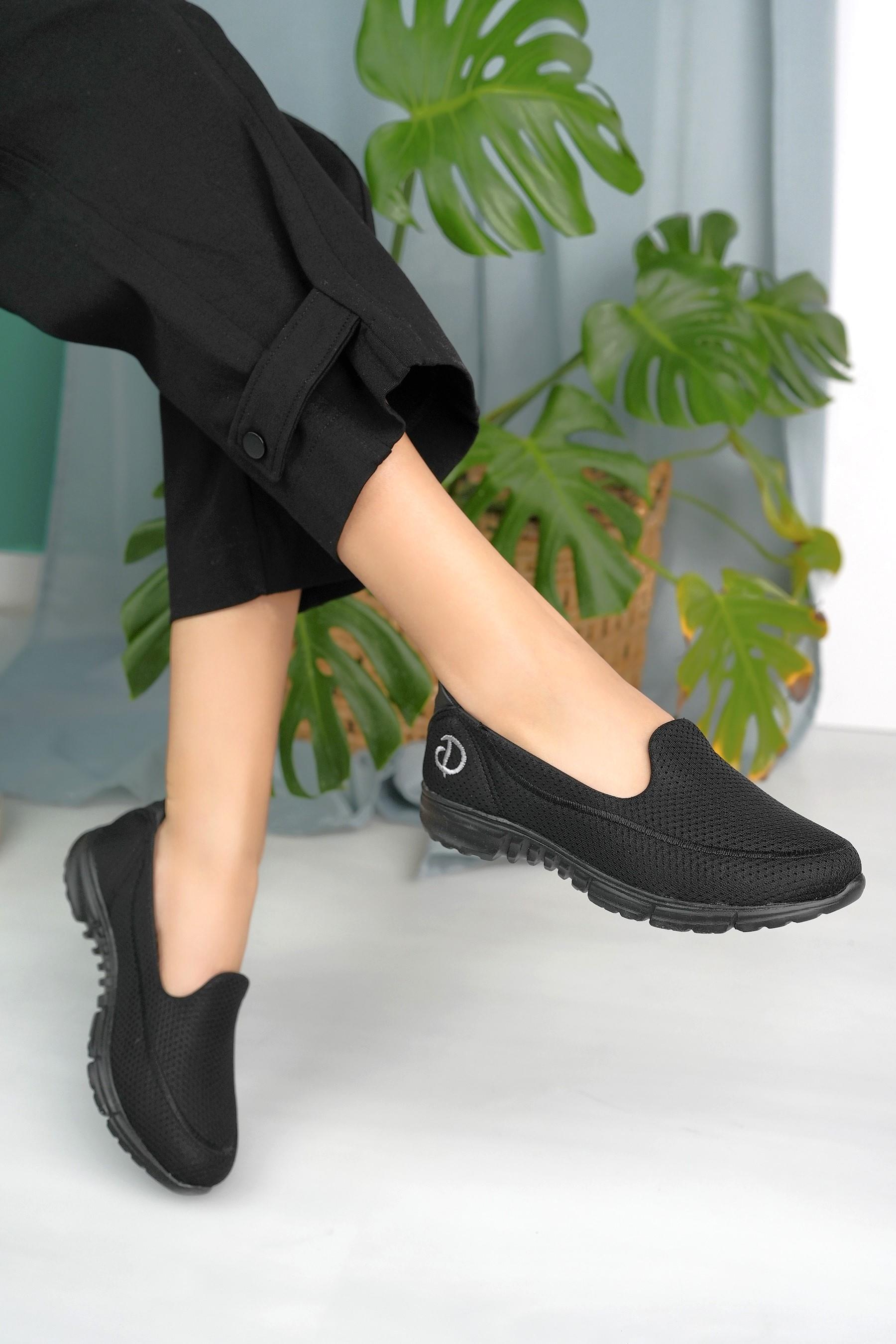 Nesil Shoes Dvm 801 Siyah Faylon Taban Kadın Yürüyüş Ayakkabısı