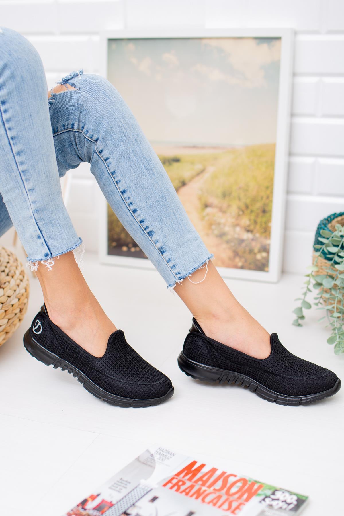 Nesil Shoes Dvm 801 Siyah Faylon Taban Kadın Yürüyüş Ayakkabısı