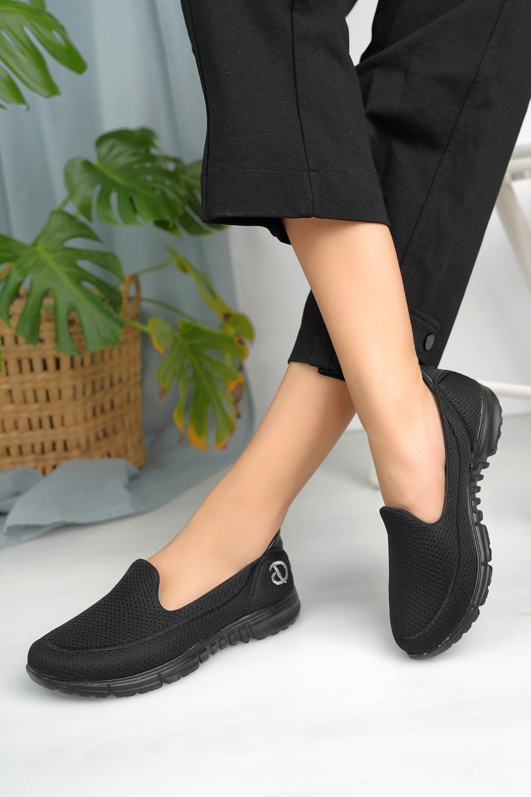 Nesil Shoes Dvm 801 Siyah Faylon Taban Kadın Yürüyüş Ayakkabısı