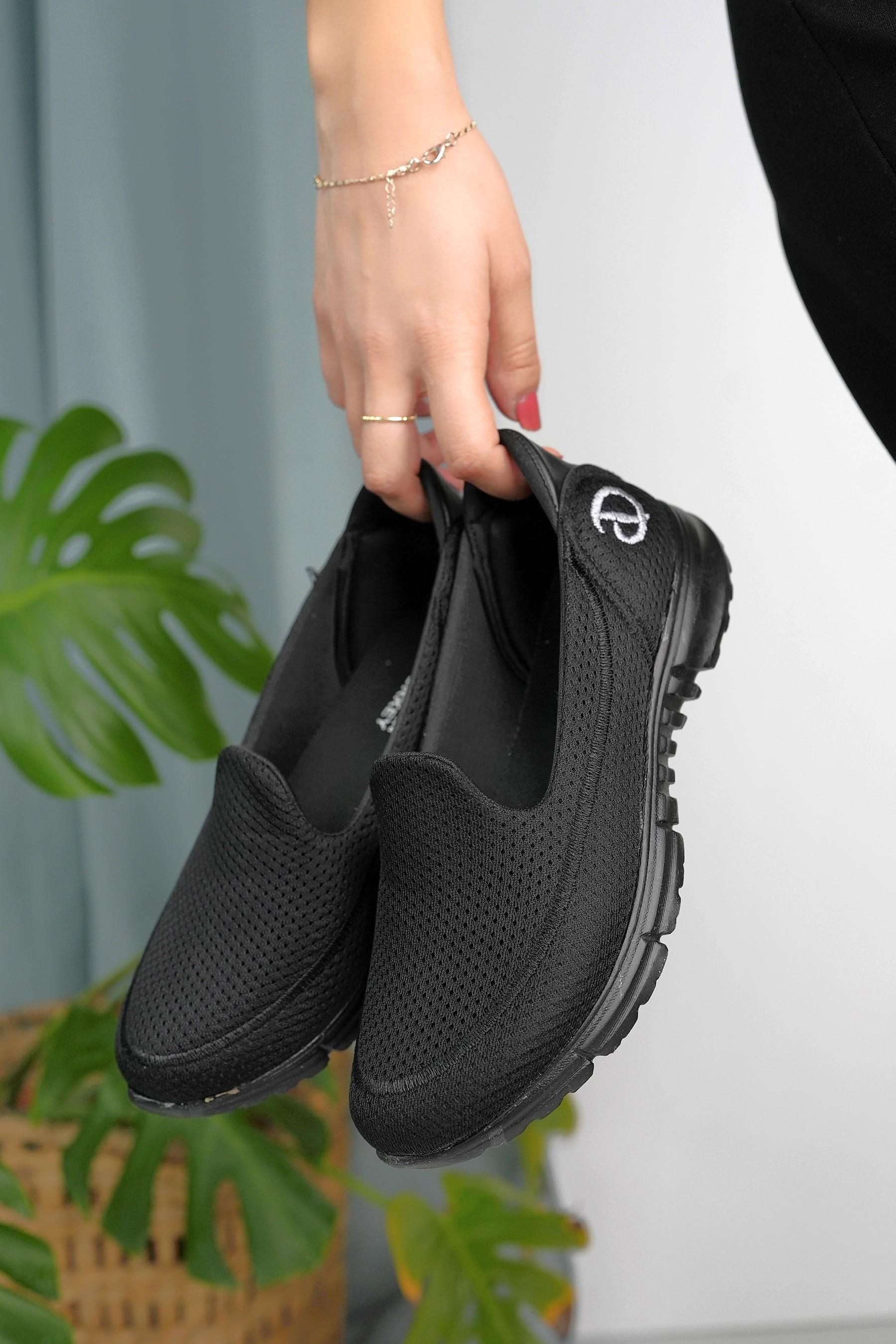 Nesil Shoes Dvm 801 Siyah Faylon Taban Kadın Yürüyüş Ayakkabısı