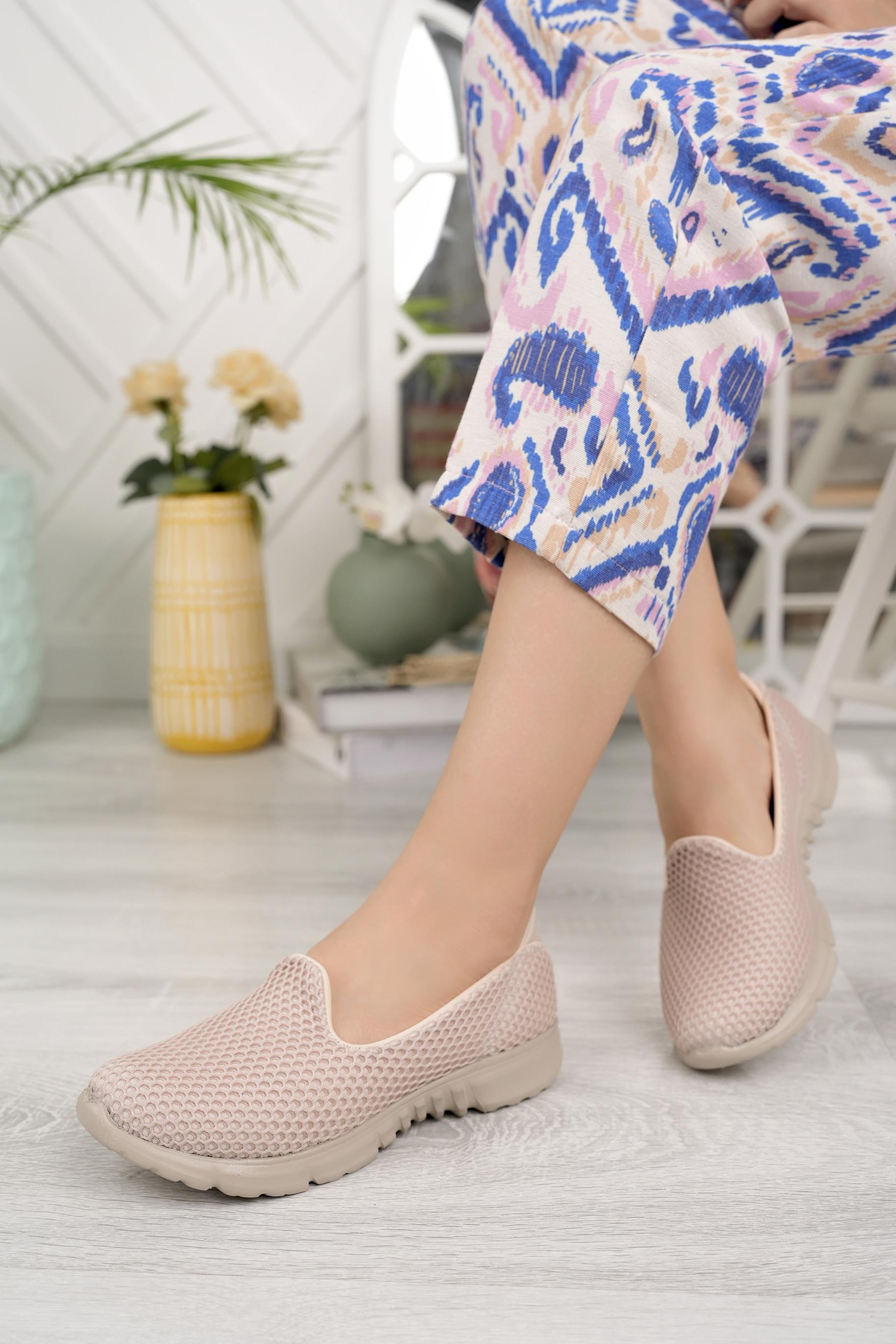 Nesil Shoes Dvm 901 Bej Bej Anatomik Esnek Kadın Yürüyüş Ayakkabısı