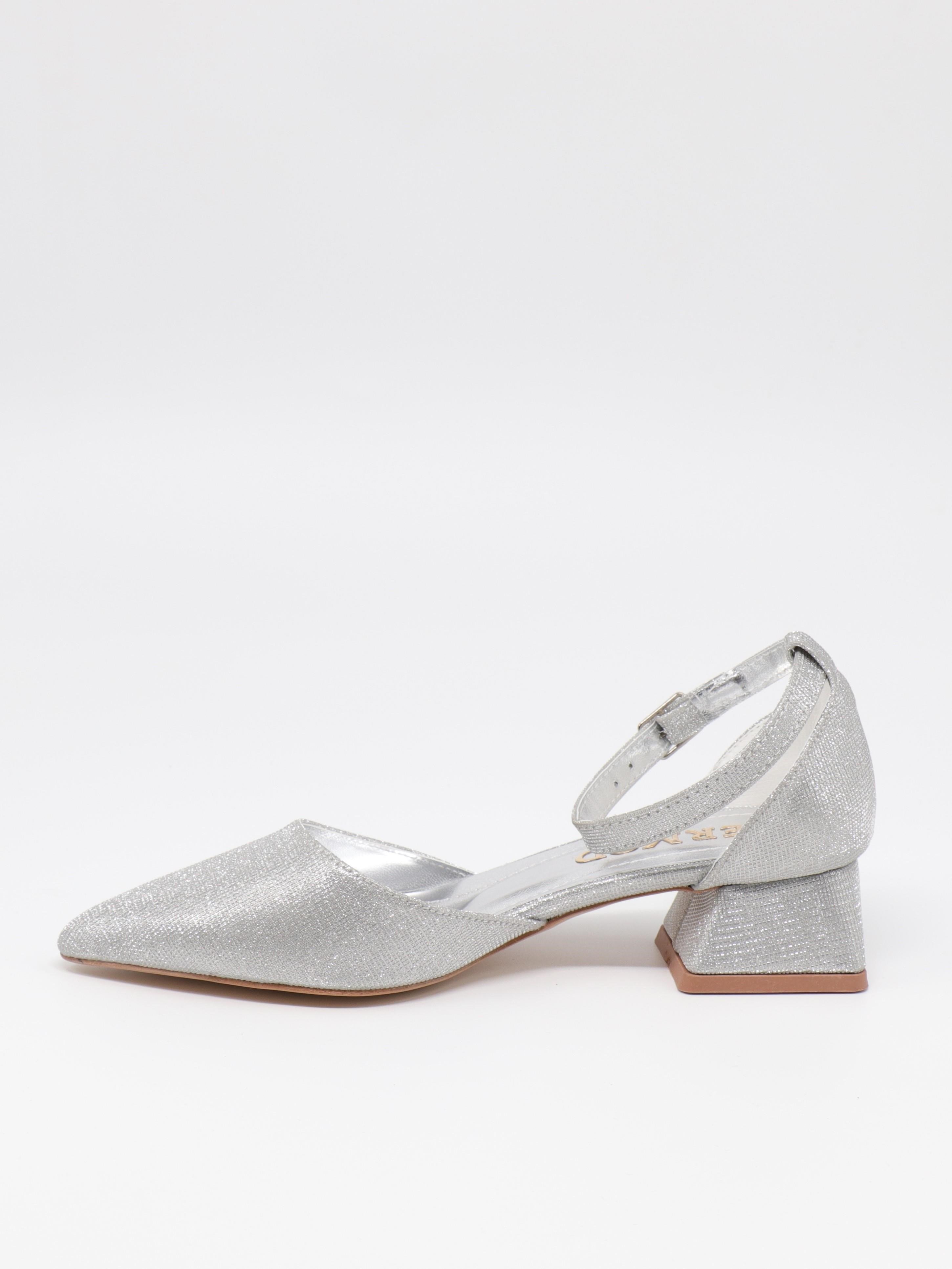 Nesil Shoes Ermod 301 Gümüş Simli Topuklu Kadın Ayakkabı