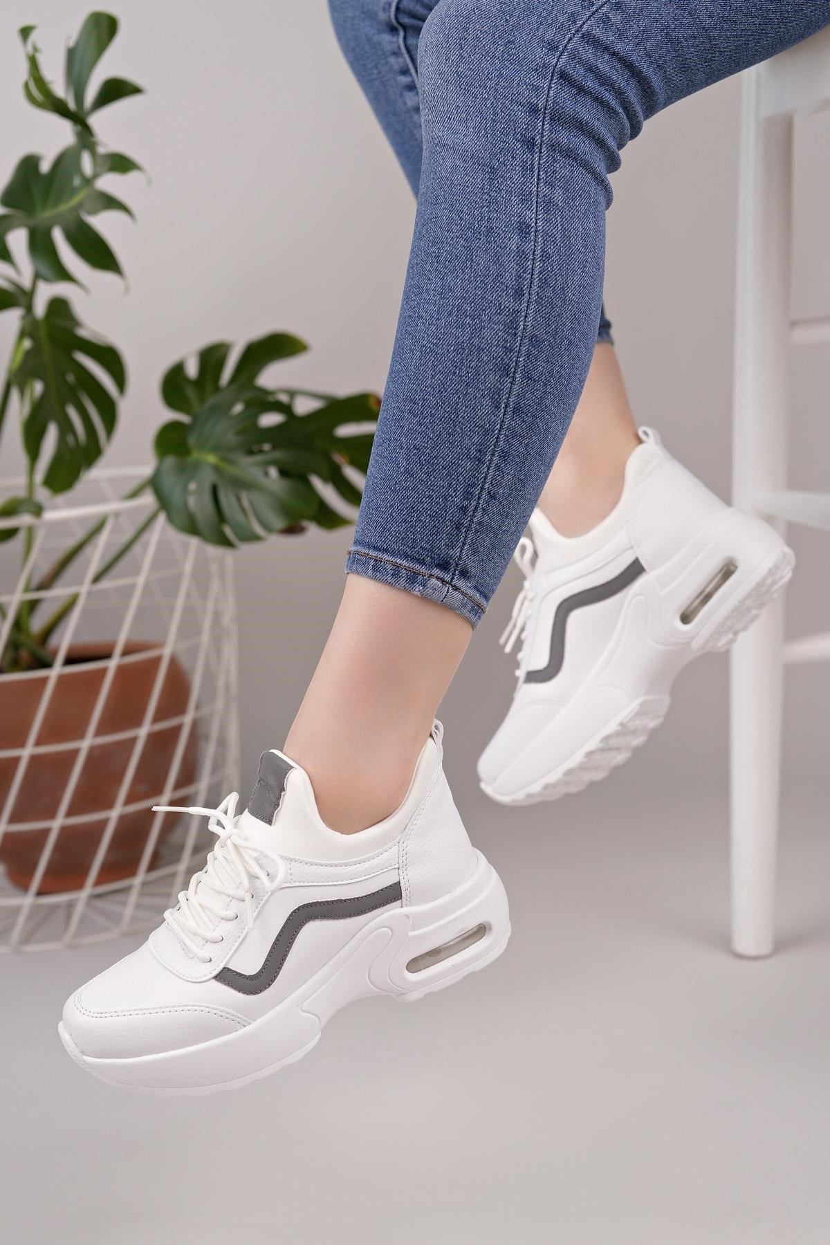 Nesil Shoes Flet 121 Beyaz Air Taban Kadın Sneakers