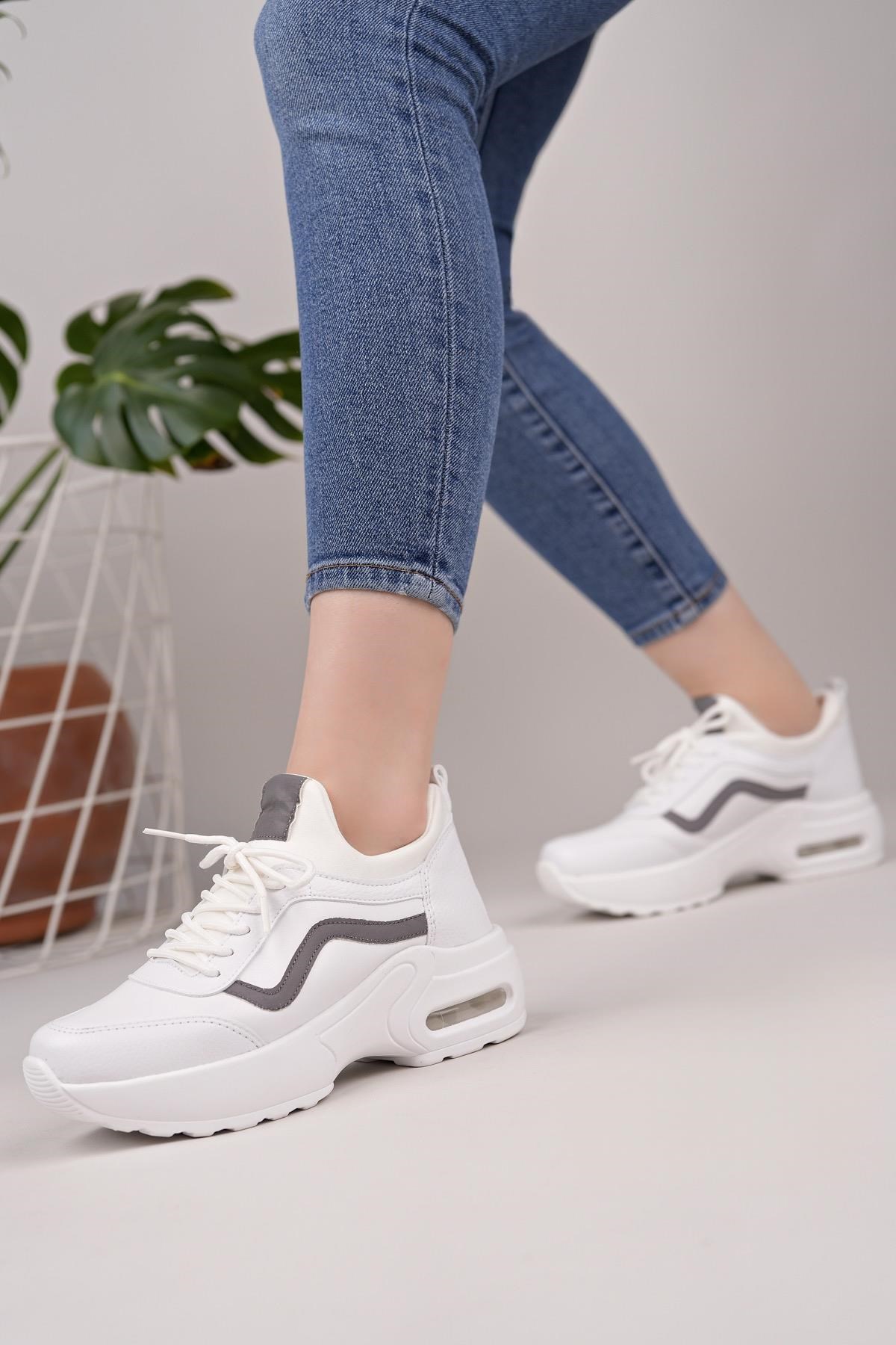 Nesil Shoes Flet 121 Beyaz Air Taban Kadın Sneakers