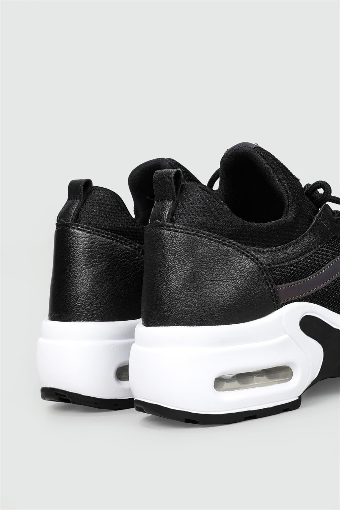 Nesil Shoes Flet 121 Siyah Beyaz Air Taban Kadın Sneakers