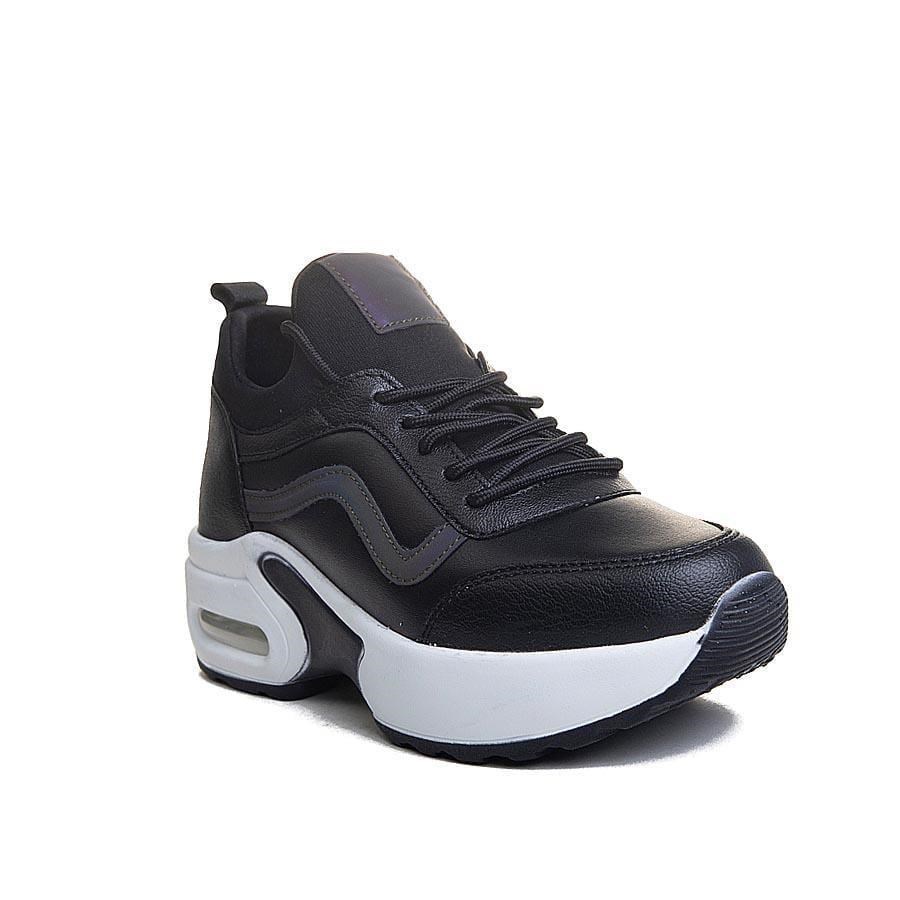 Nesil Shoes Flet 121 Siyah Beyaz Air Taban Kadın Sneakers