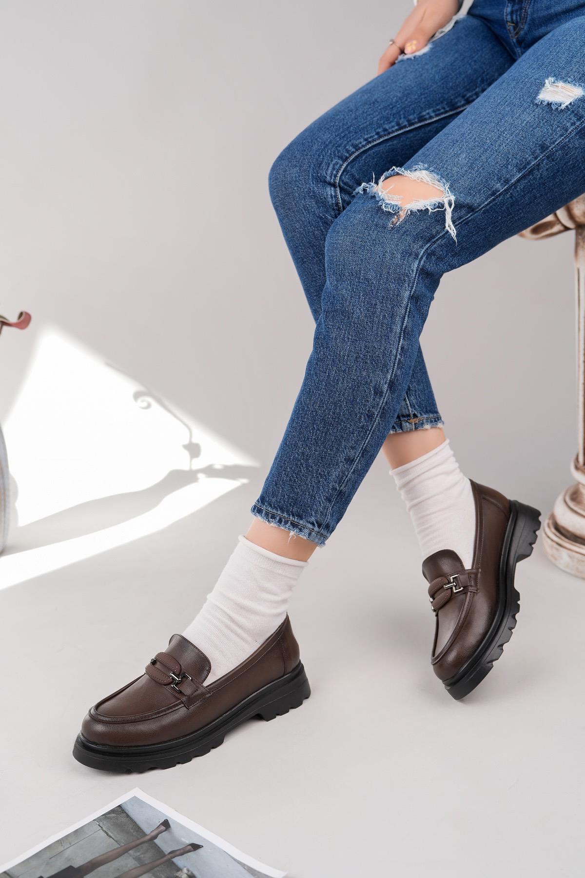 Nesil Shoes Fncy 816 Kahve Maskulen Kadın Lofer
