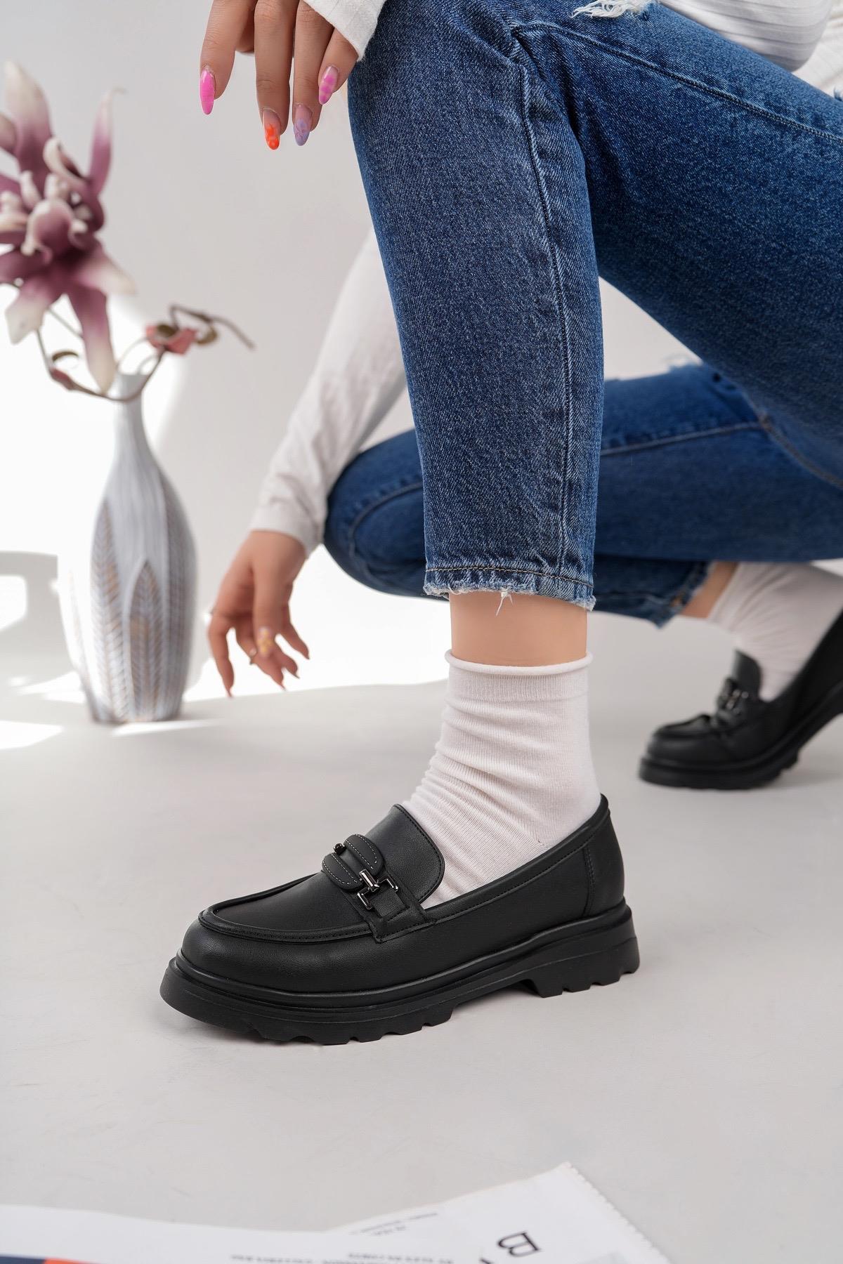 Nesil Shoes Fncy 816 Siyah Maskulen Kadın Lofer