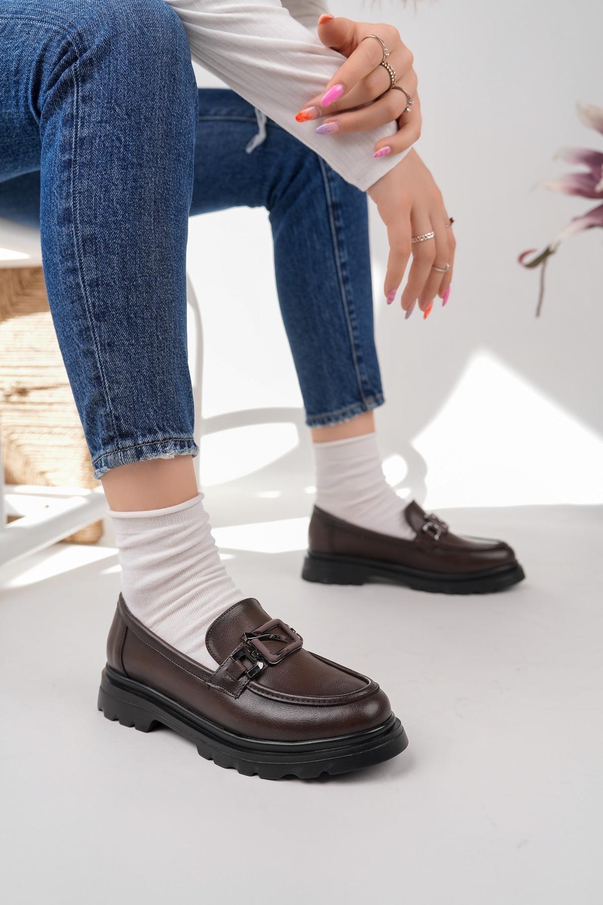 Nesil Shoes Fncy 819 Kahve Maskulen Kadın Lofer