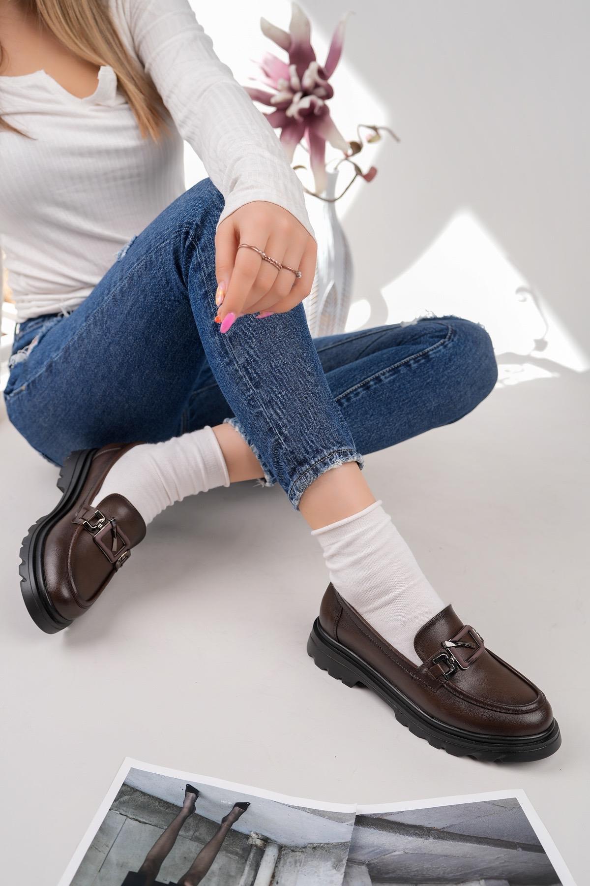 Nesil Shoes Fncy 819 Kahve Maskulen Kadın Lofer