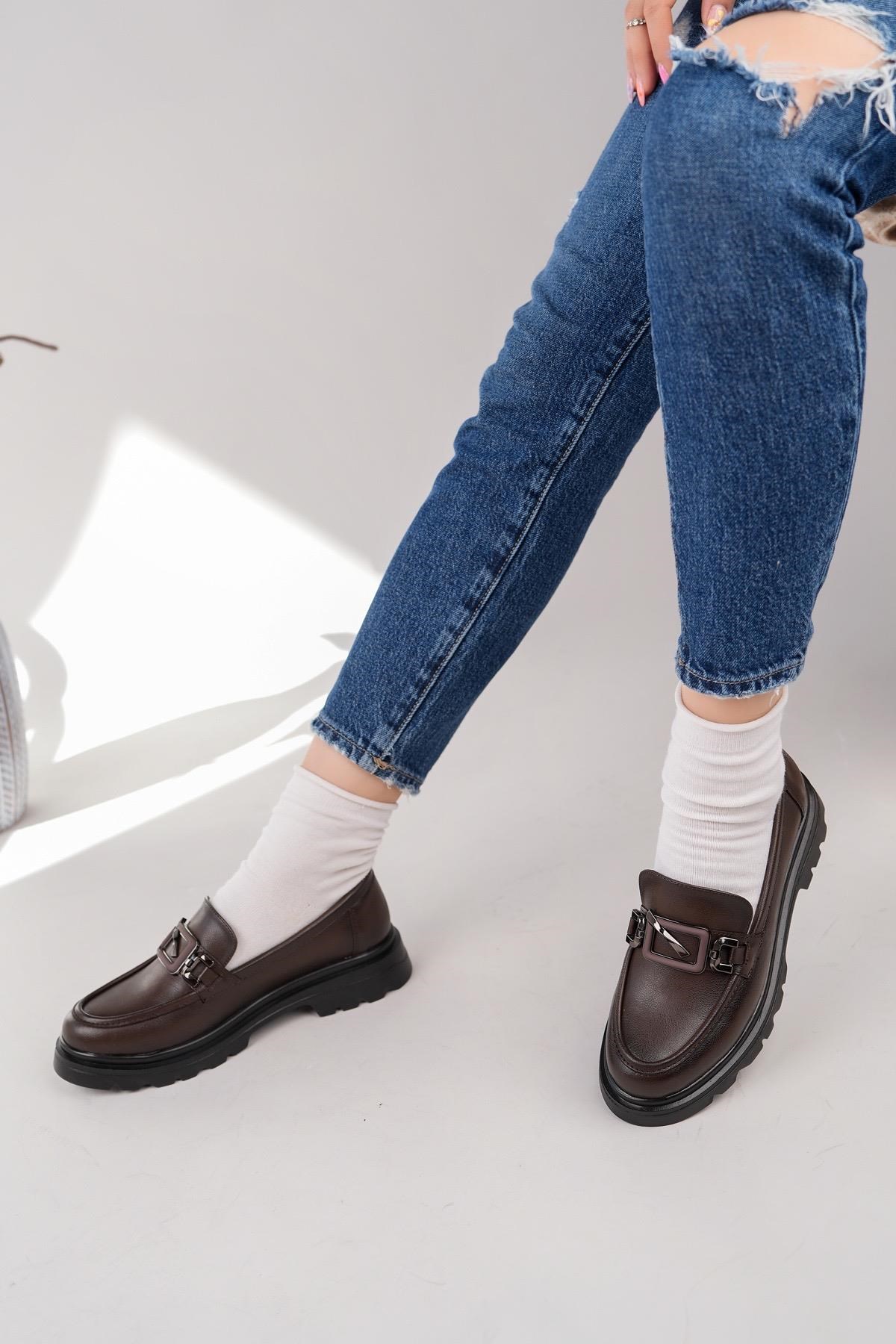 Nesil Shoes Fncy 819 Kahve Maskulen Kadın Lofer