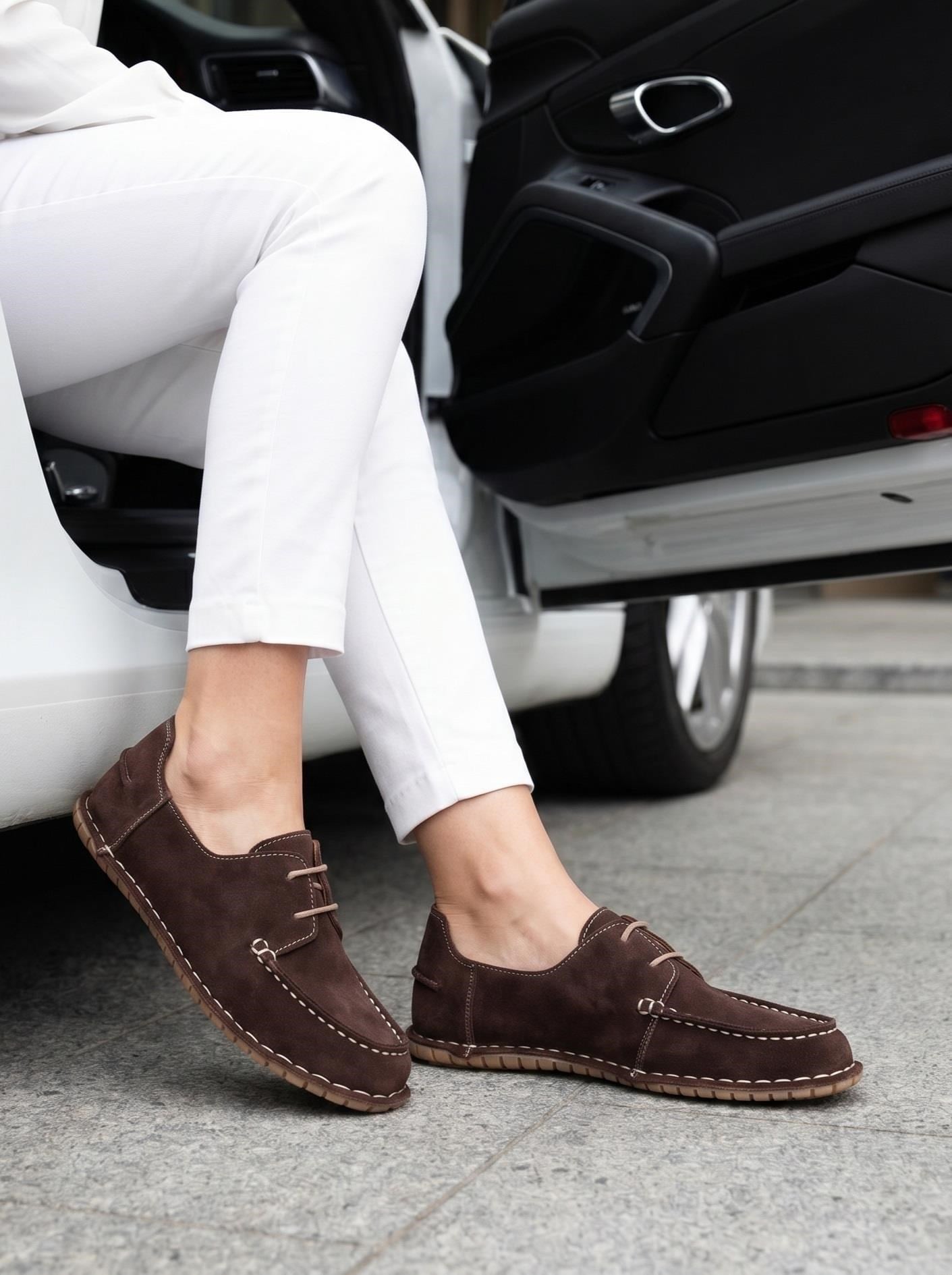 Nesil Shoes İzel 152 Kahve Süet Hakiki Deri Kadın Ayakkabı