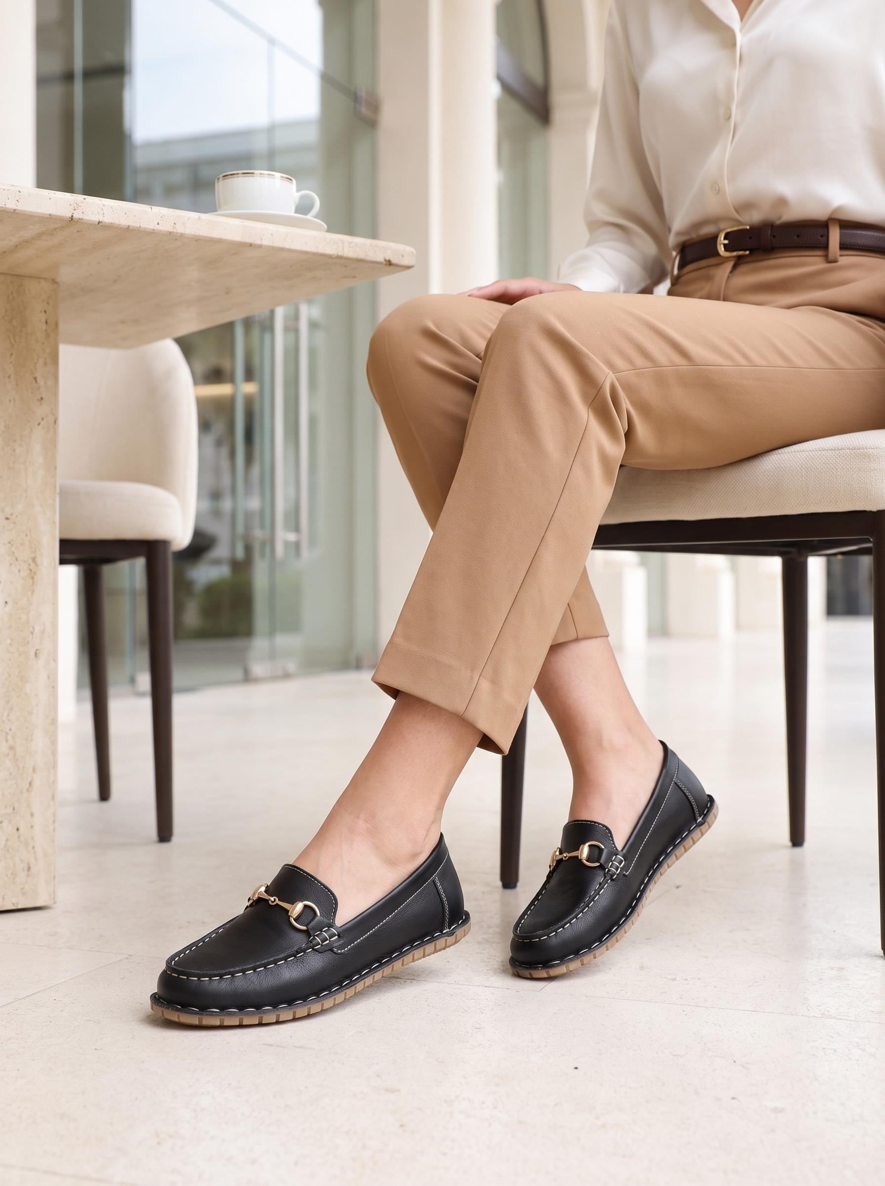 Nesil Shoes İzel 155 Siyah Hakiki Deri Kadın Ayakkabı