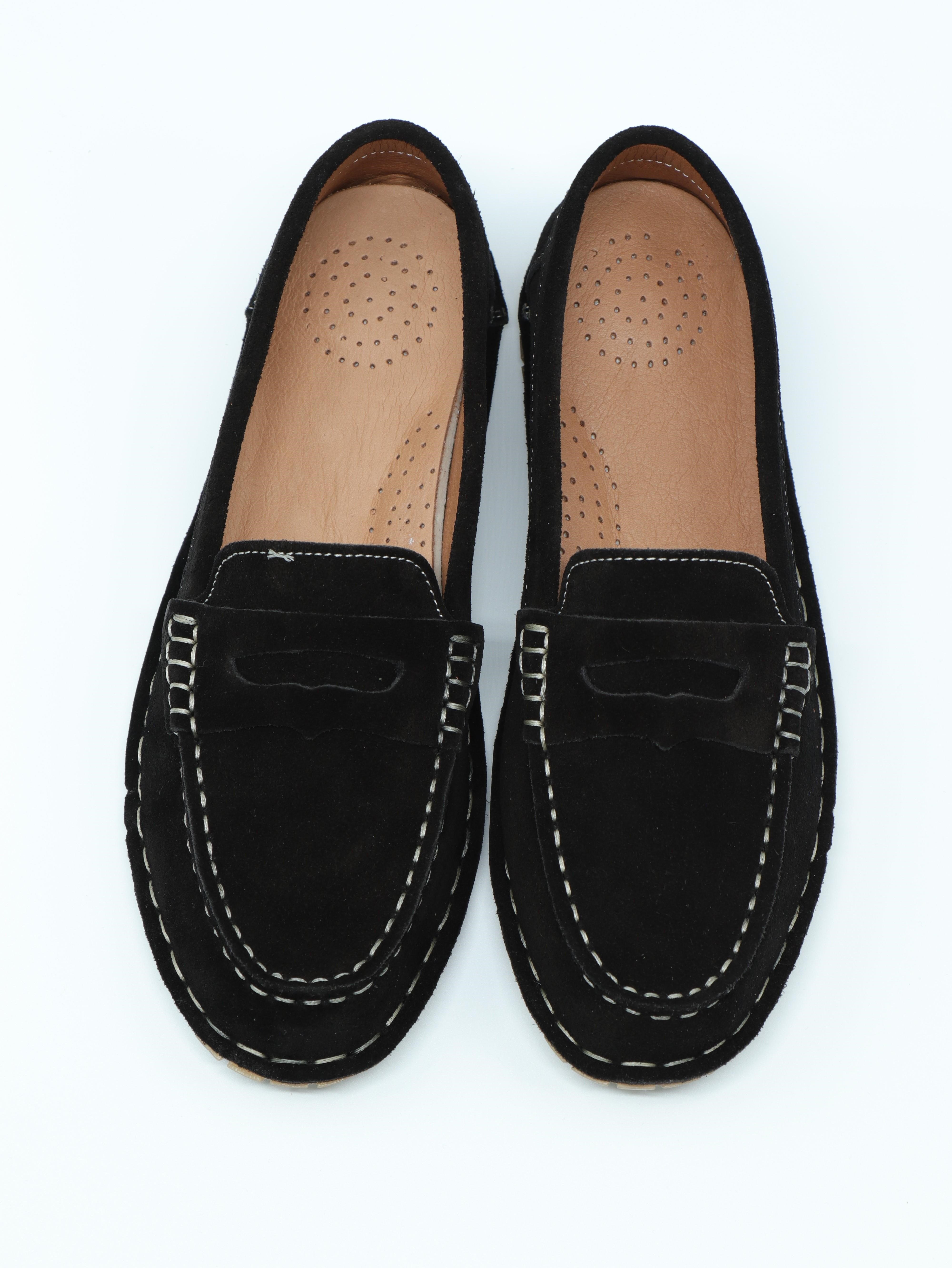 Nesil Shoes İzel 155 Siyah Süet Hakiki Deri Kadın Ayakkabı