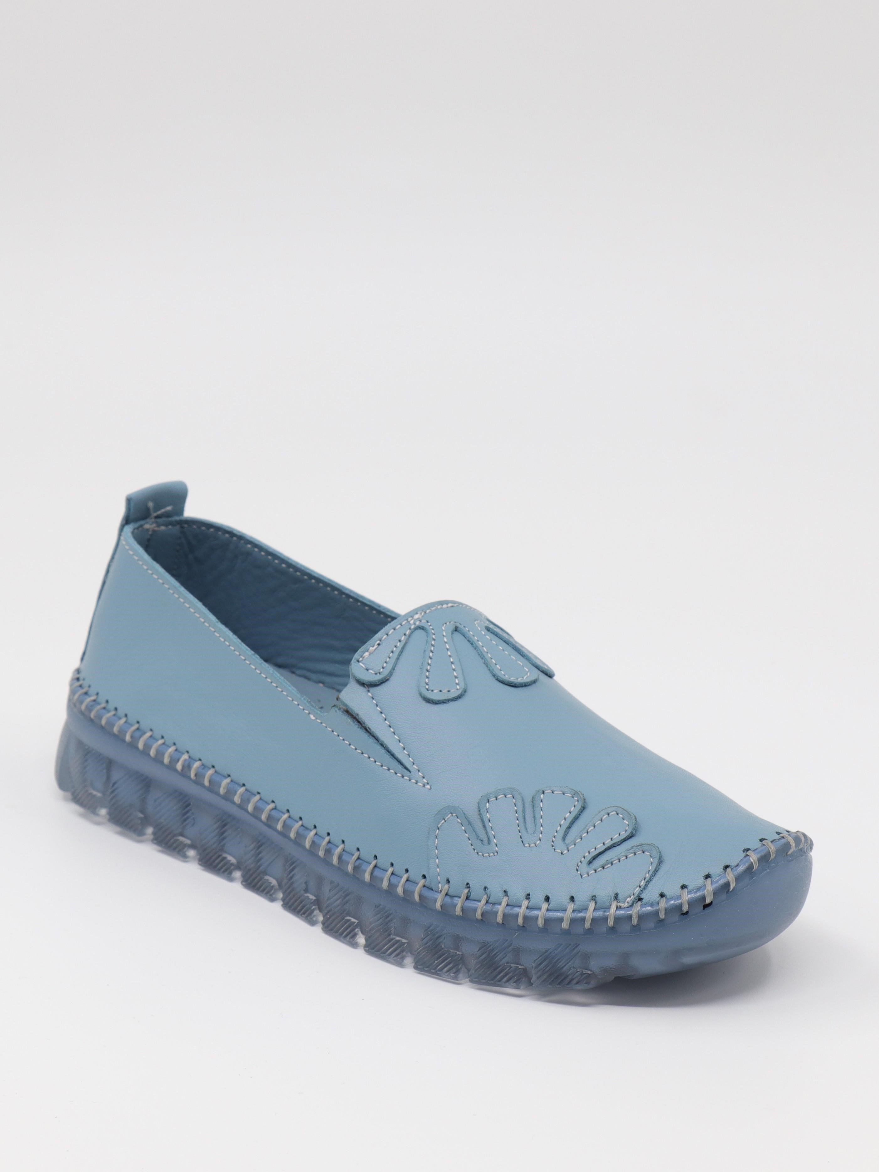 Nesil Shoes Knc 10 Mavi Hakiki Deri Şeffaf Taban Kadın Ayakkabı