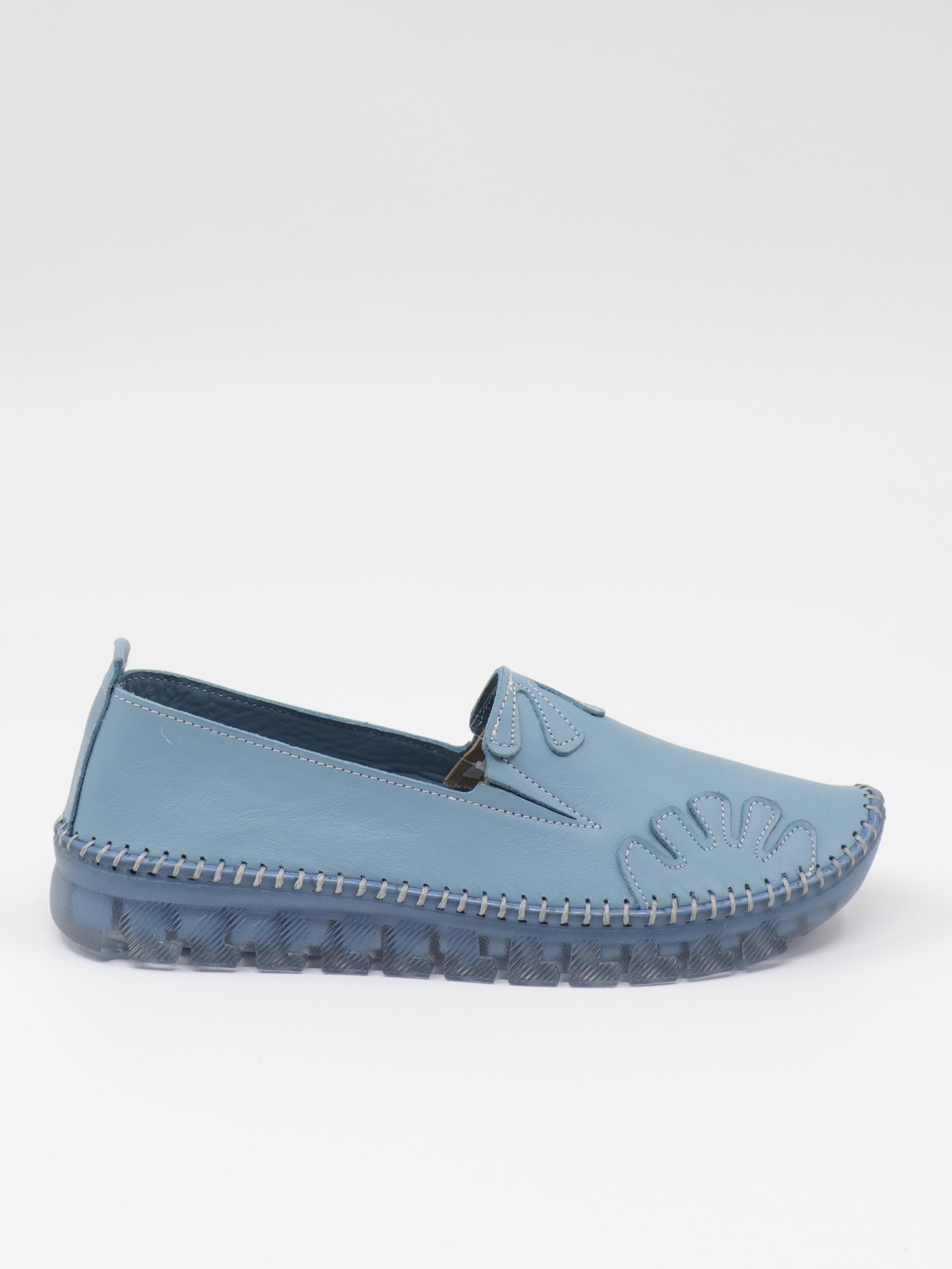 Nesil Shoes Knc 10 Mavi Hakiki Deri Şeffaf Taban Kadın Ayakkabı