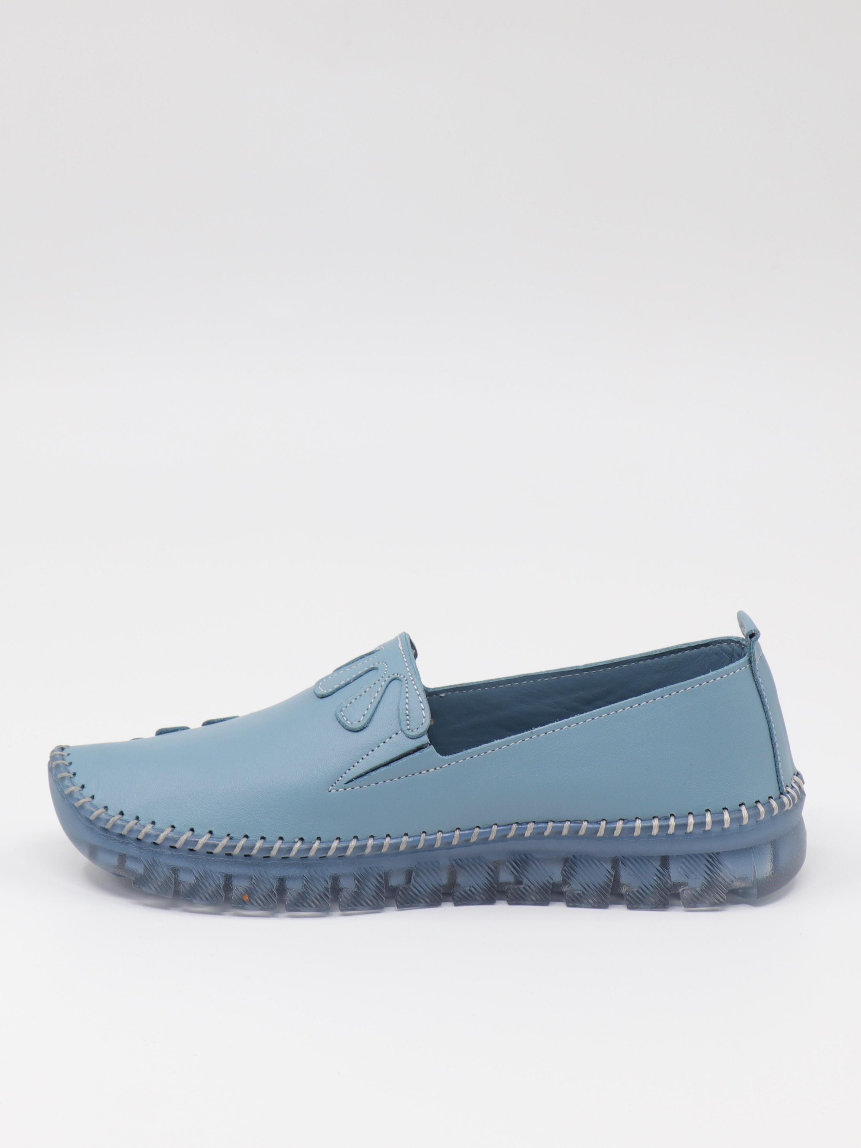 Nesil Shoes Knc 10 Mavi Hakiki Deri Şeffaf Taban Kadın Ayakkabı