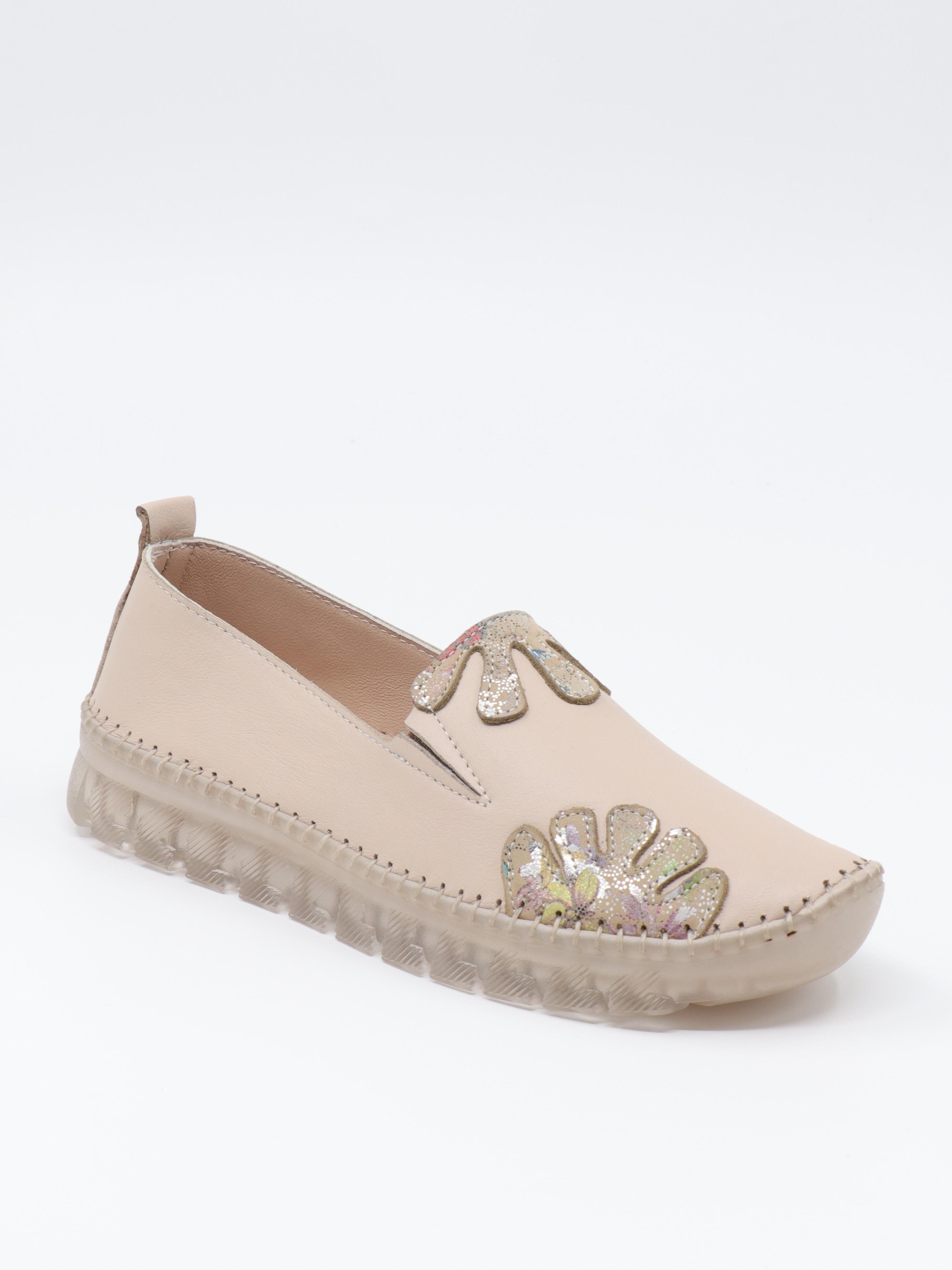Nesil Shoes Knc 23 Bej Hakiki Soft Deri Kadın Ayakkabı