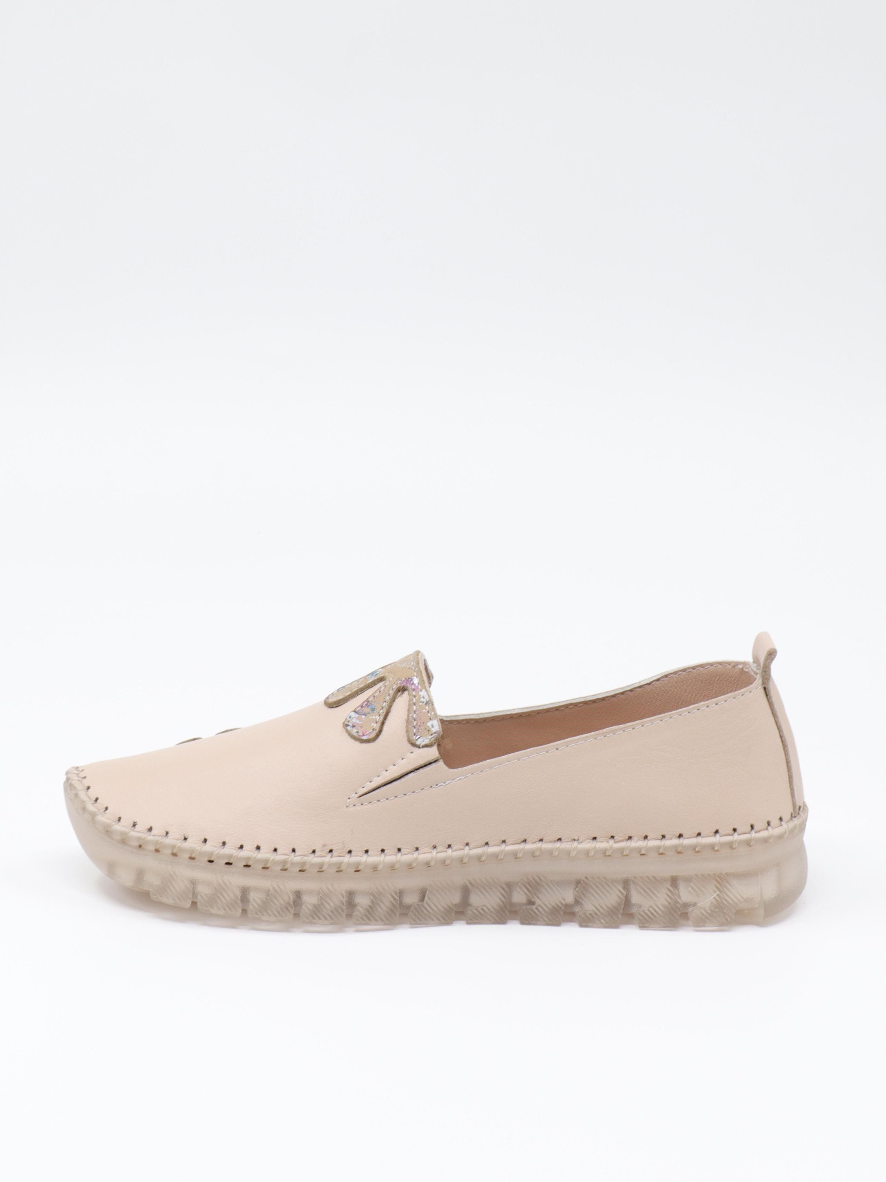 Nesil Shoes Knc 23 Bej Hakiki Soft Deri Kadın Ayakkabı