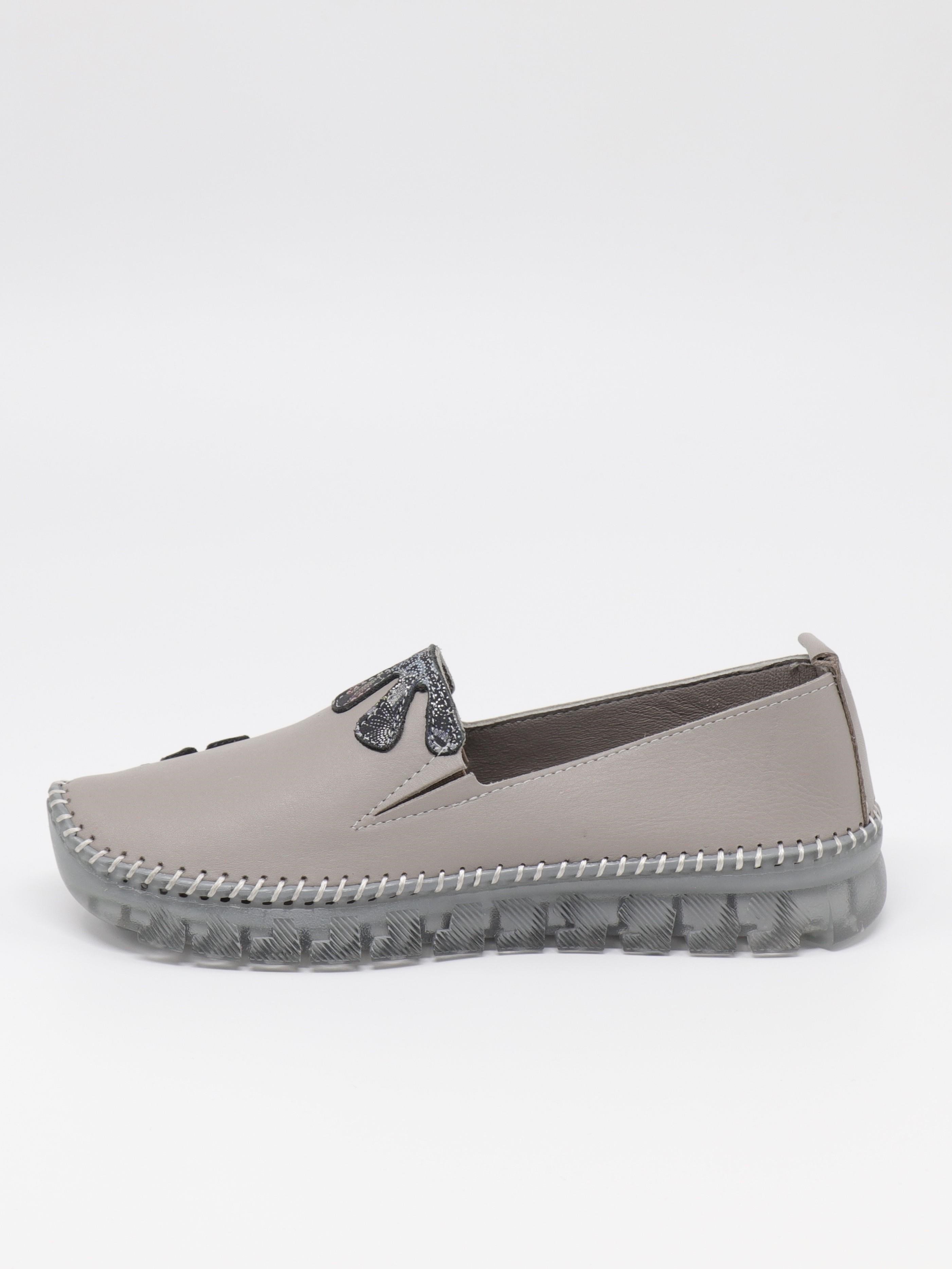 Nesil Shoes Knc 23 Gri Hakiki Soft Deri Kadın Ayakkabı