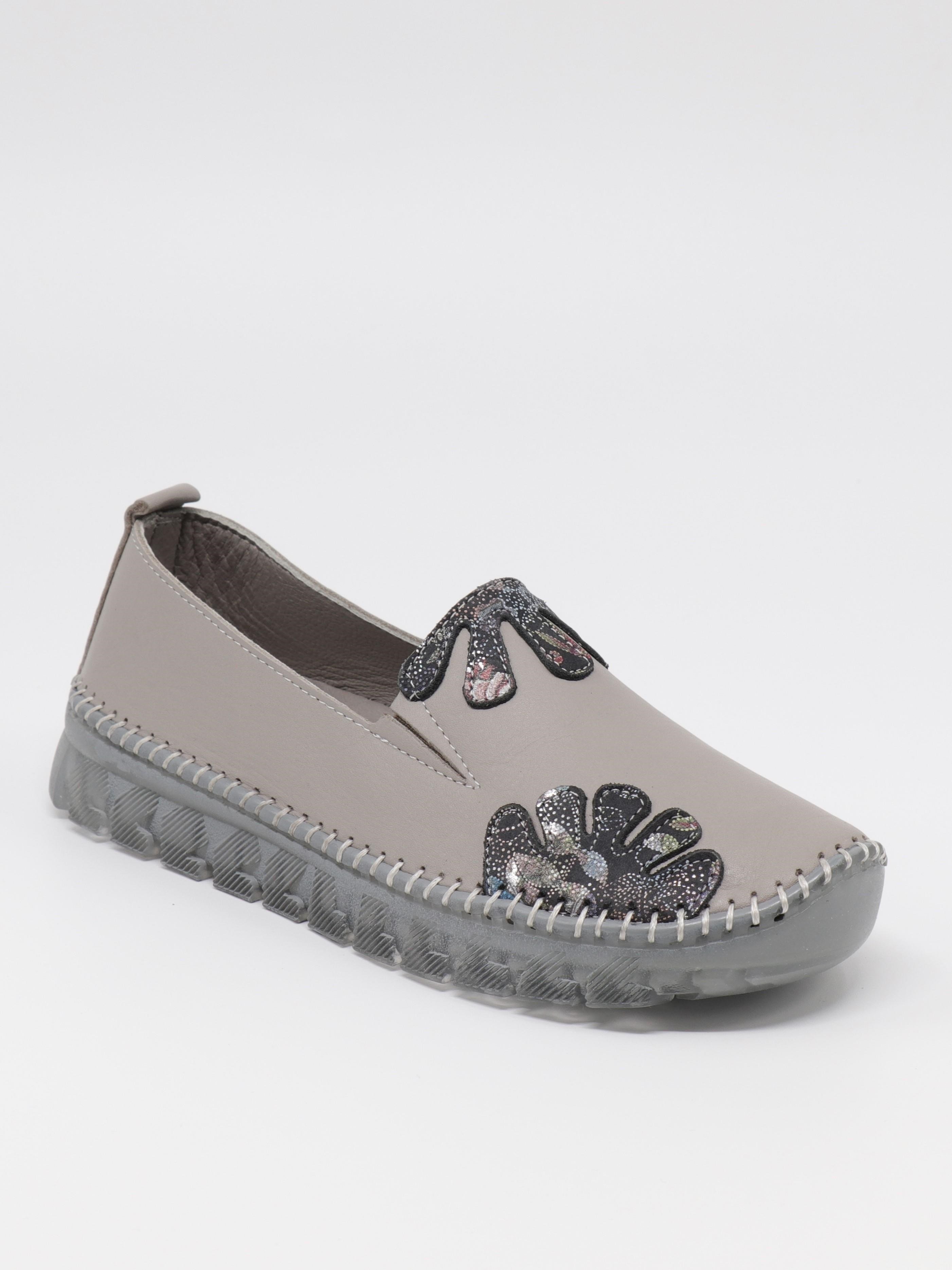 Nesil Shoes Knc 23 Gri Hakiki Soft Deri Kadın Ayakkabı