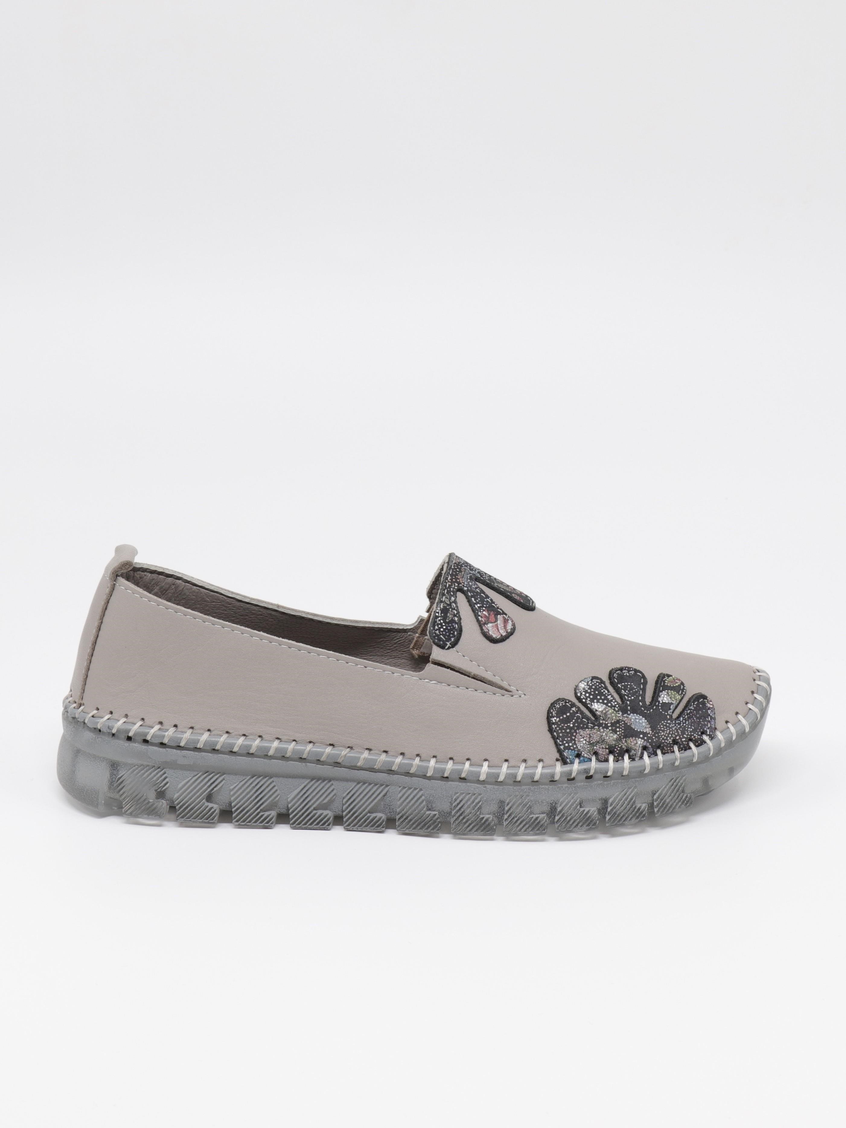 Nesil Shoes Knc 23 Gri Hakiki Soft Deri Kadın Ayakkabı