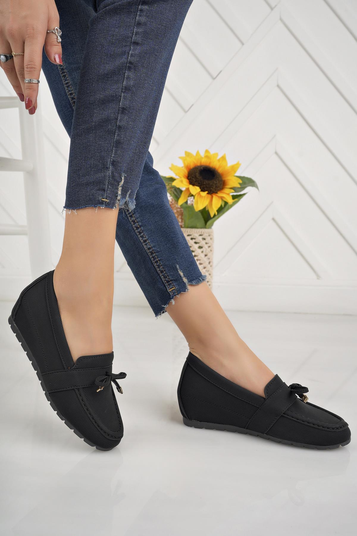 Nesil Shoes Minal GD05 Siyah Gizli Topuk Kadın Ayakkabı