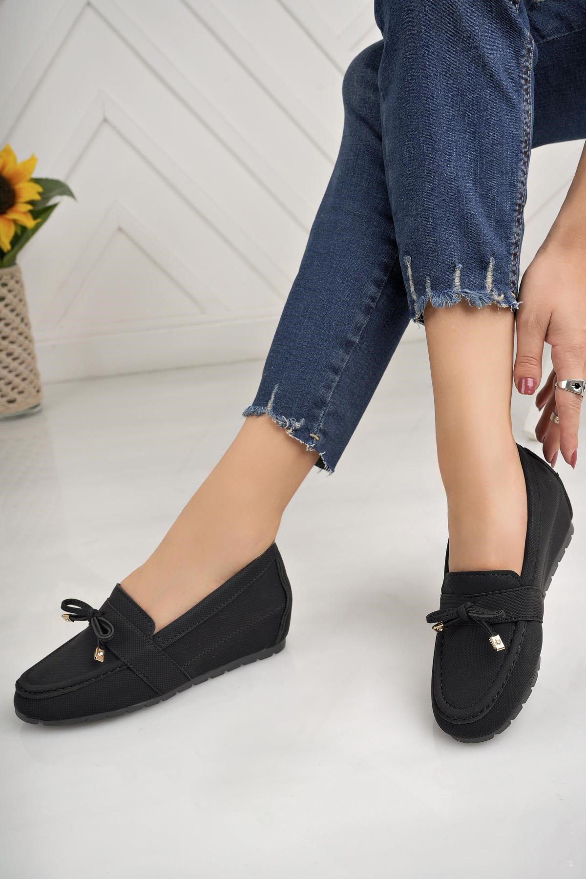 Nesil Shoes Minal GD05 Siyah Gizli Topuk Kadın Ayakkabı