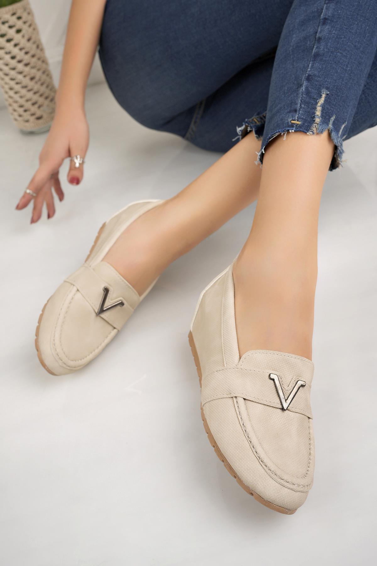 Nesil Shoes Minal GD06 Bej Gizli Topuk Kadın Ayakkabı