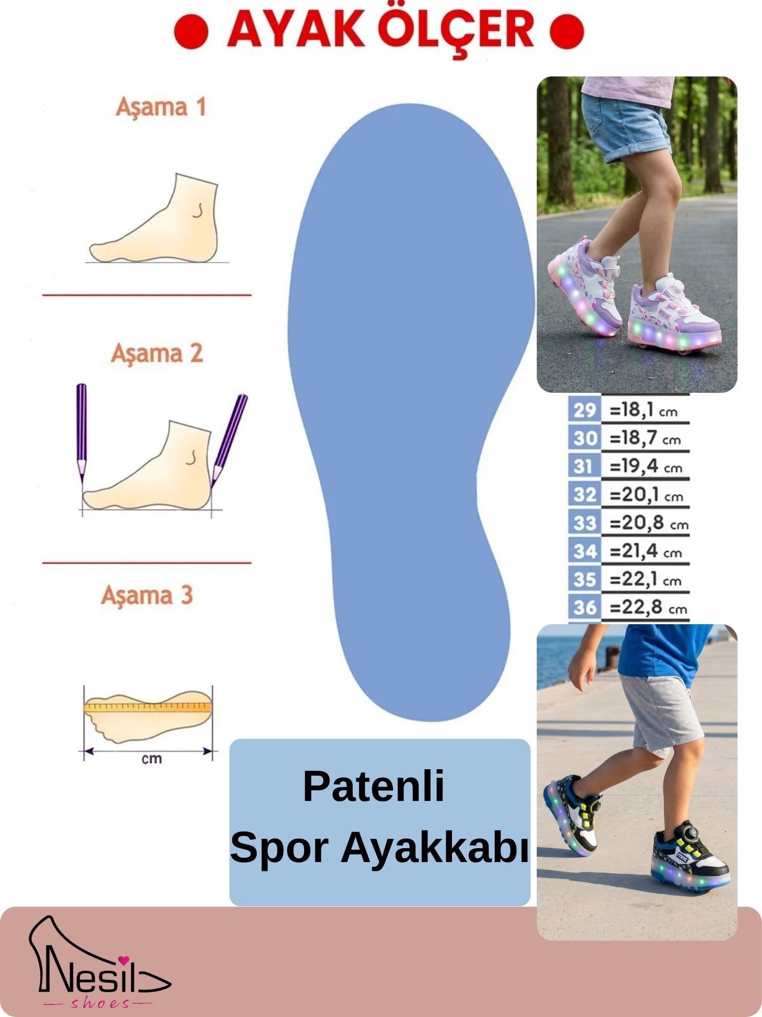 Nesil Shoes Mnc Lila Patenli ve Işıklı Çocuk Spor Ayakkabı