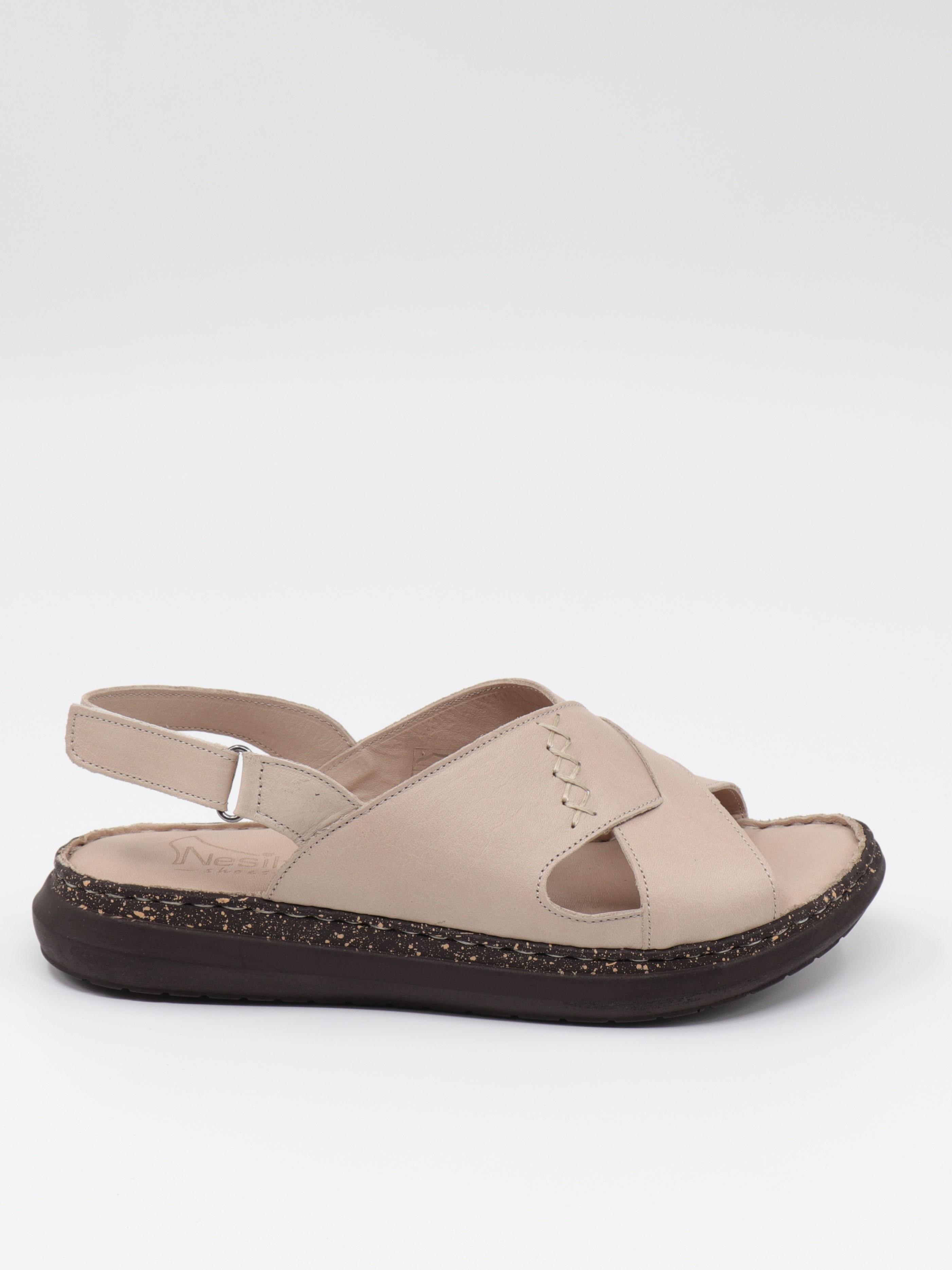Nesil Shoes Mns 153 Bej Hakiki Soft Deri Kadın Sandalet