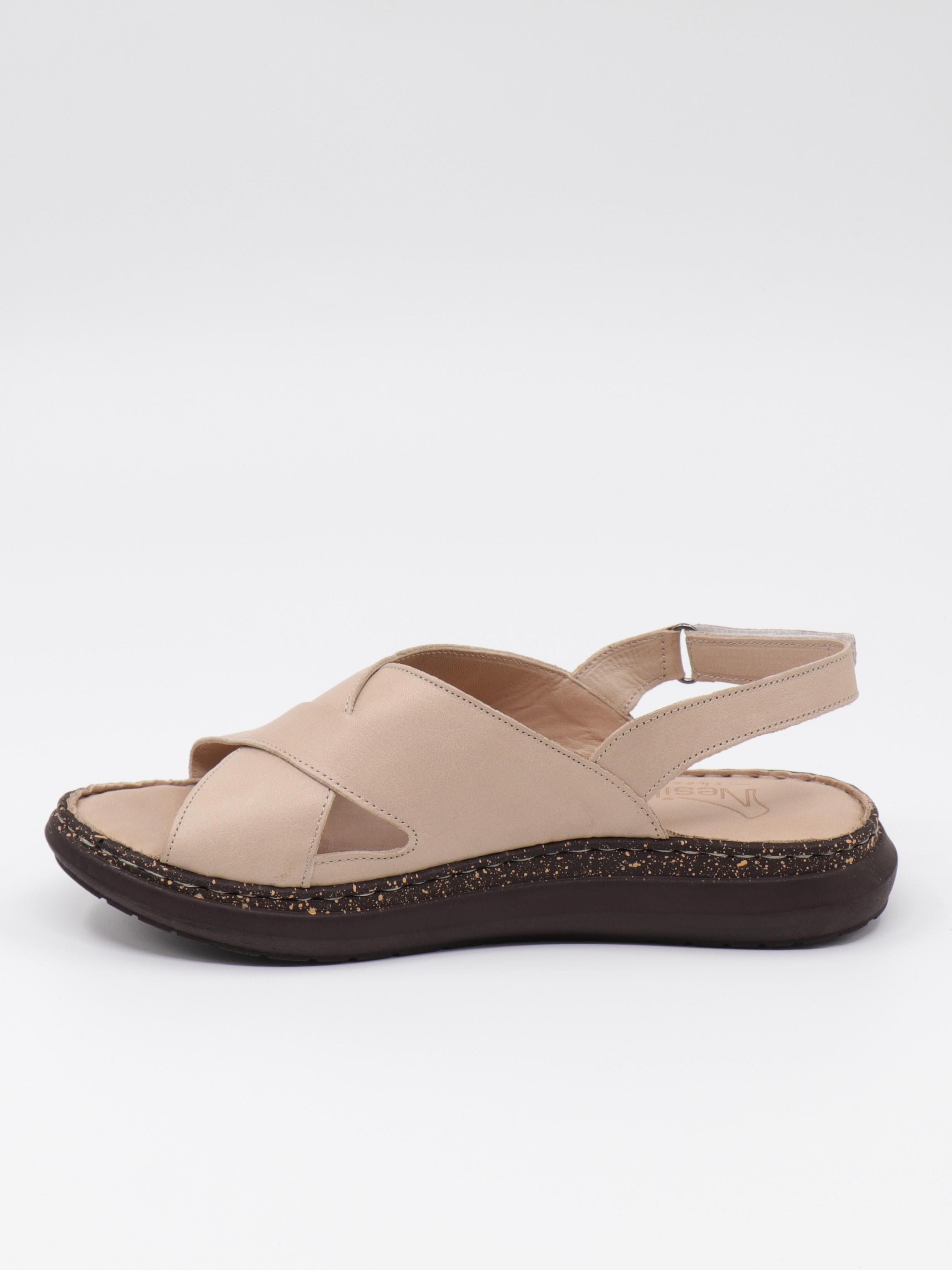 Nesil Shoes Mns 153 Bej Hakiki Soft Deri Kadın Sandalet