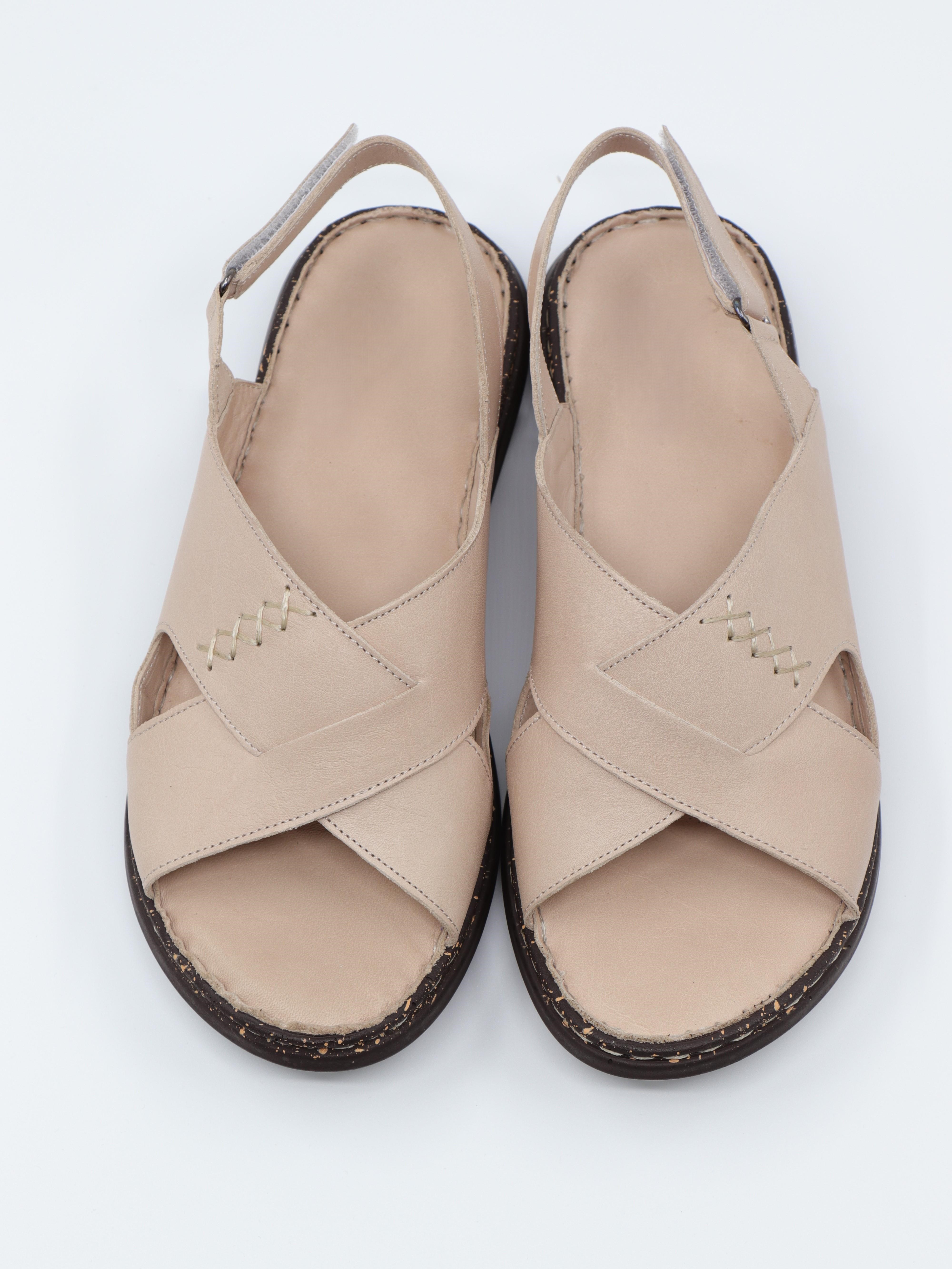 Nesil Shoes Mns 153 Bej Hakiki Soft Deri Kadın Sandalet