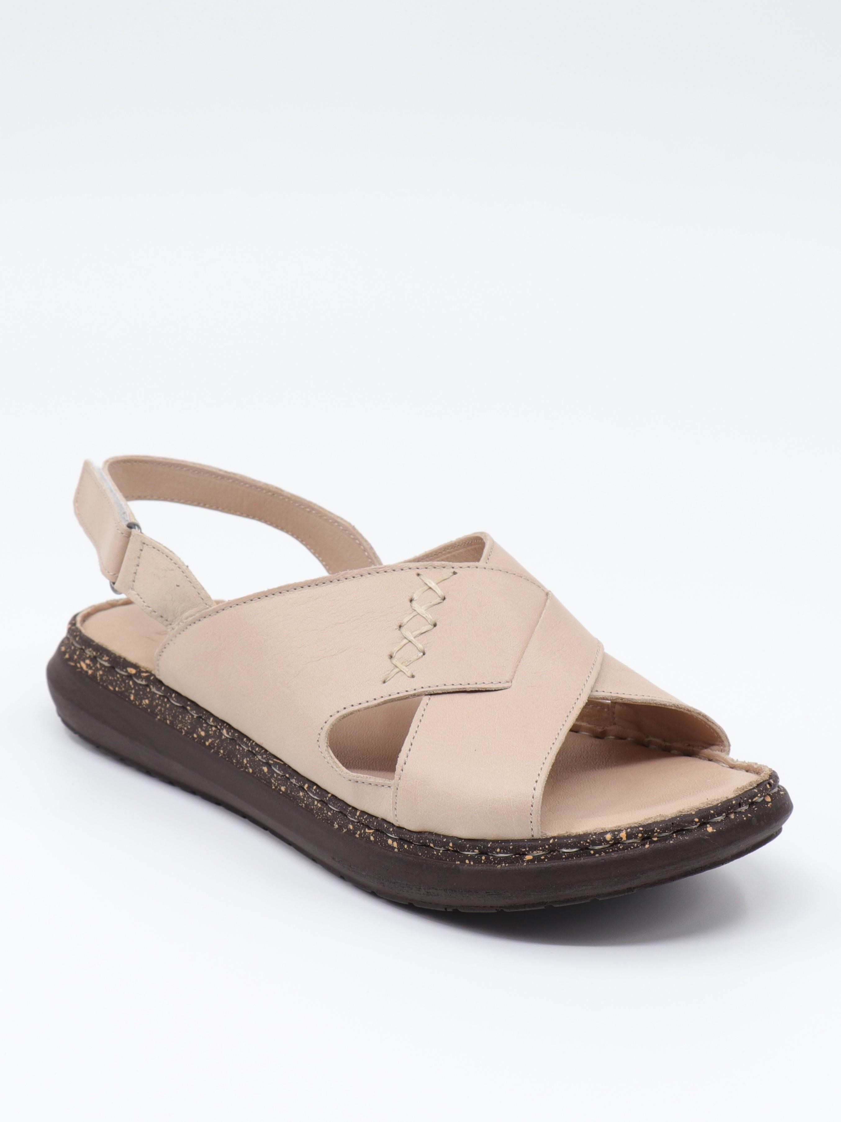 Nesil Shoes Mns 153 Bej Hakiki Soft Deri Kadın Sandalet