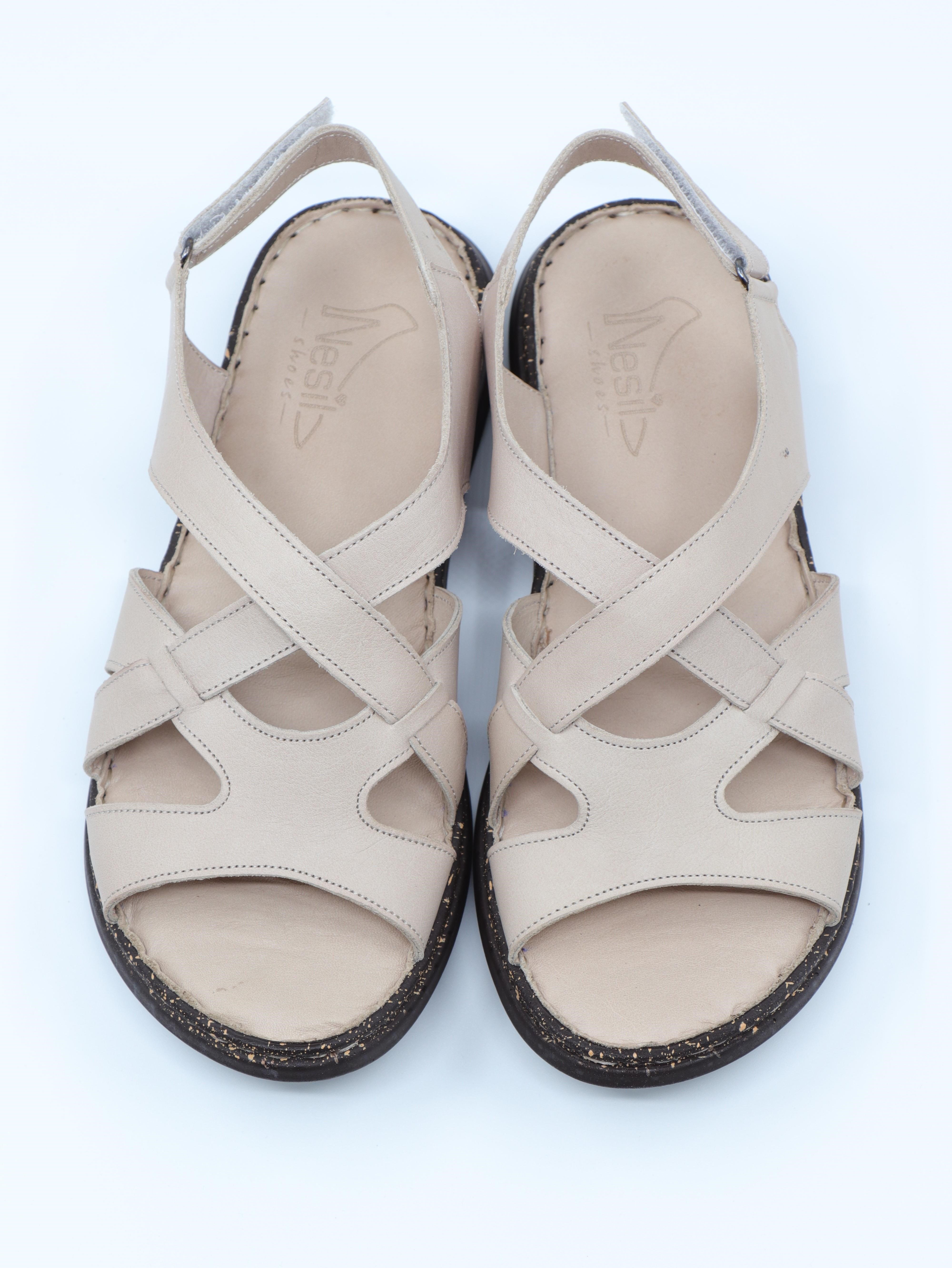 Nesil Shoes Mns 154 Bej Hakiki Soft Deri Kadın Sandalet