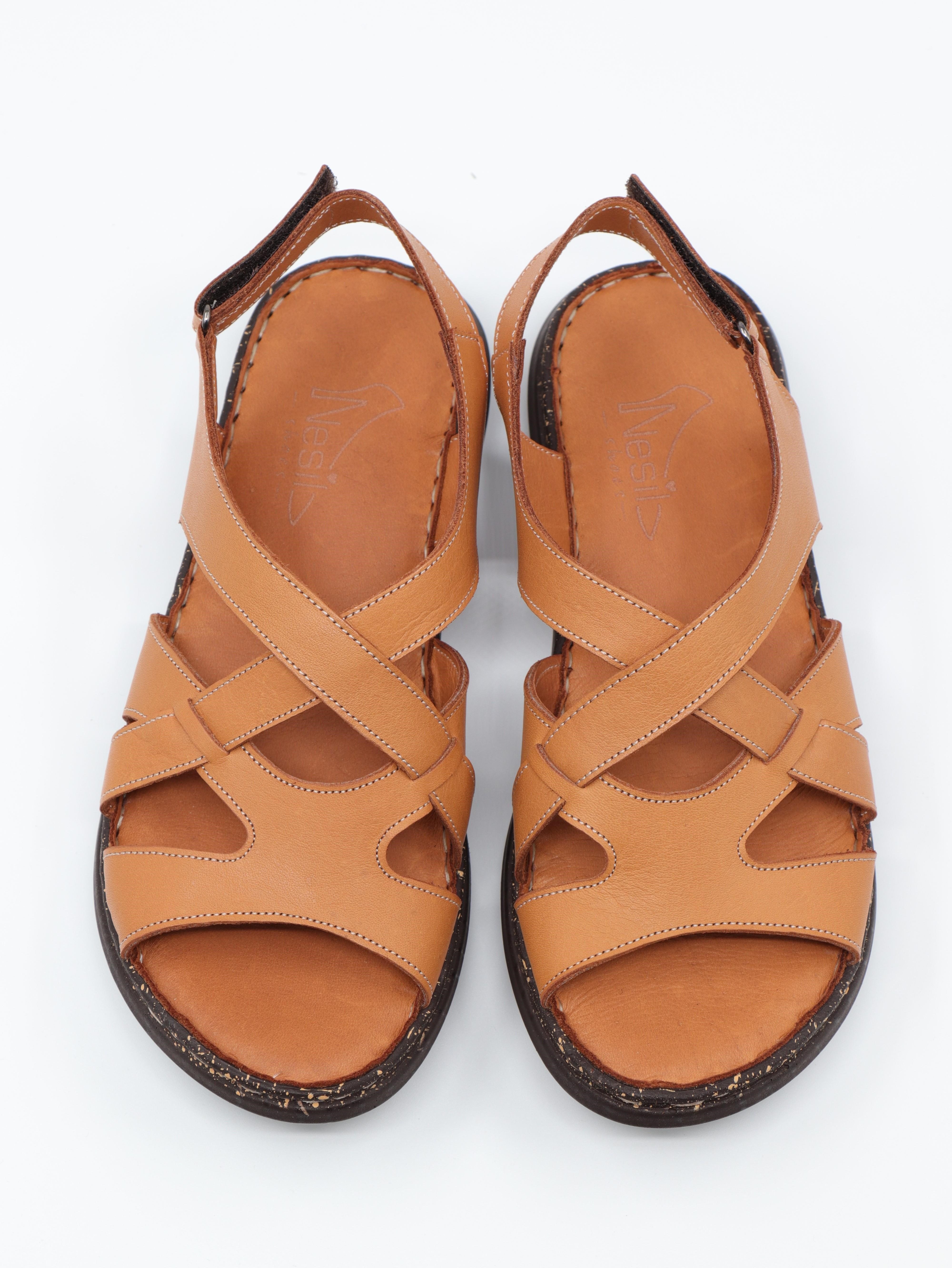 Nesil Shoes Mns 154 Taba Hakiki Soft Deri Kadın Sandalet
