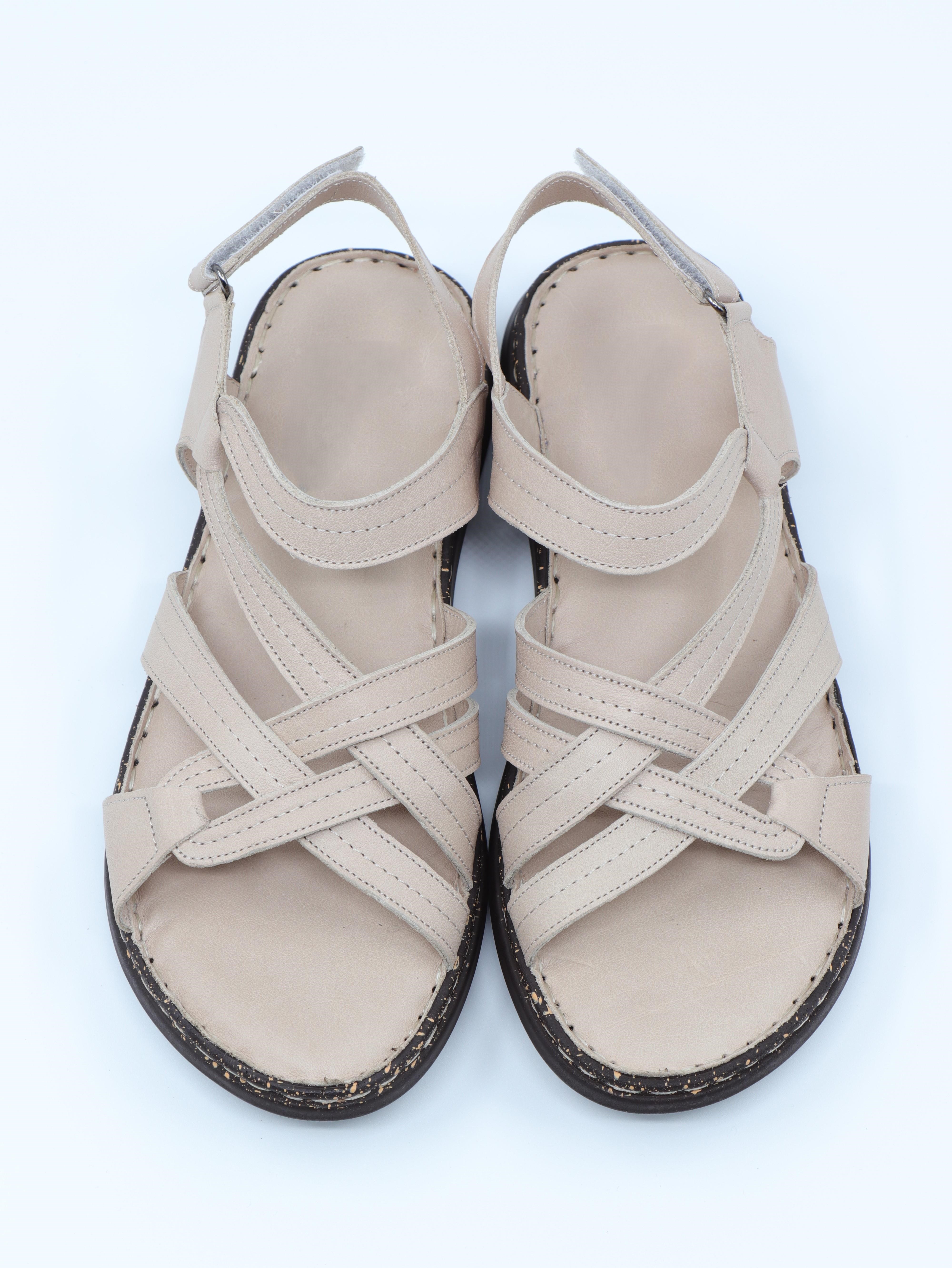 Nesil Shoes Mns 157 Bej Hakiki Soft Deri Kadın Sandalet