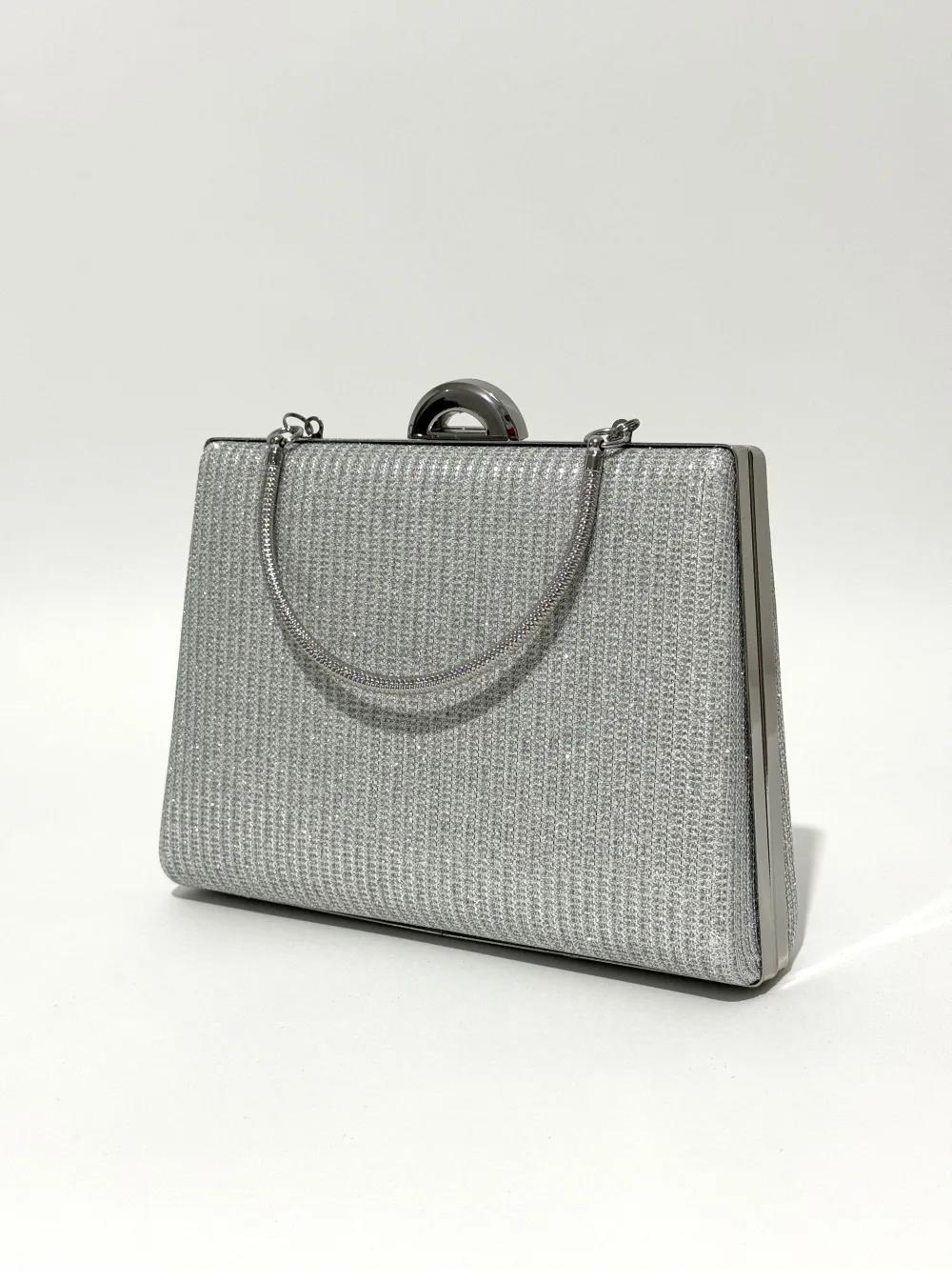 Nesil Shoes Mono 249 Gümüş Çupra Abiye Bayan El Çantası