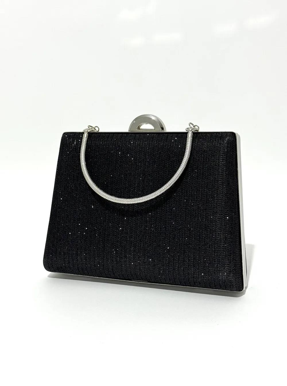 Nesil Shoes Mono 249 Siyah Çupra Abiye Bayan El Çantası